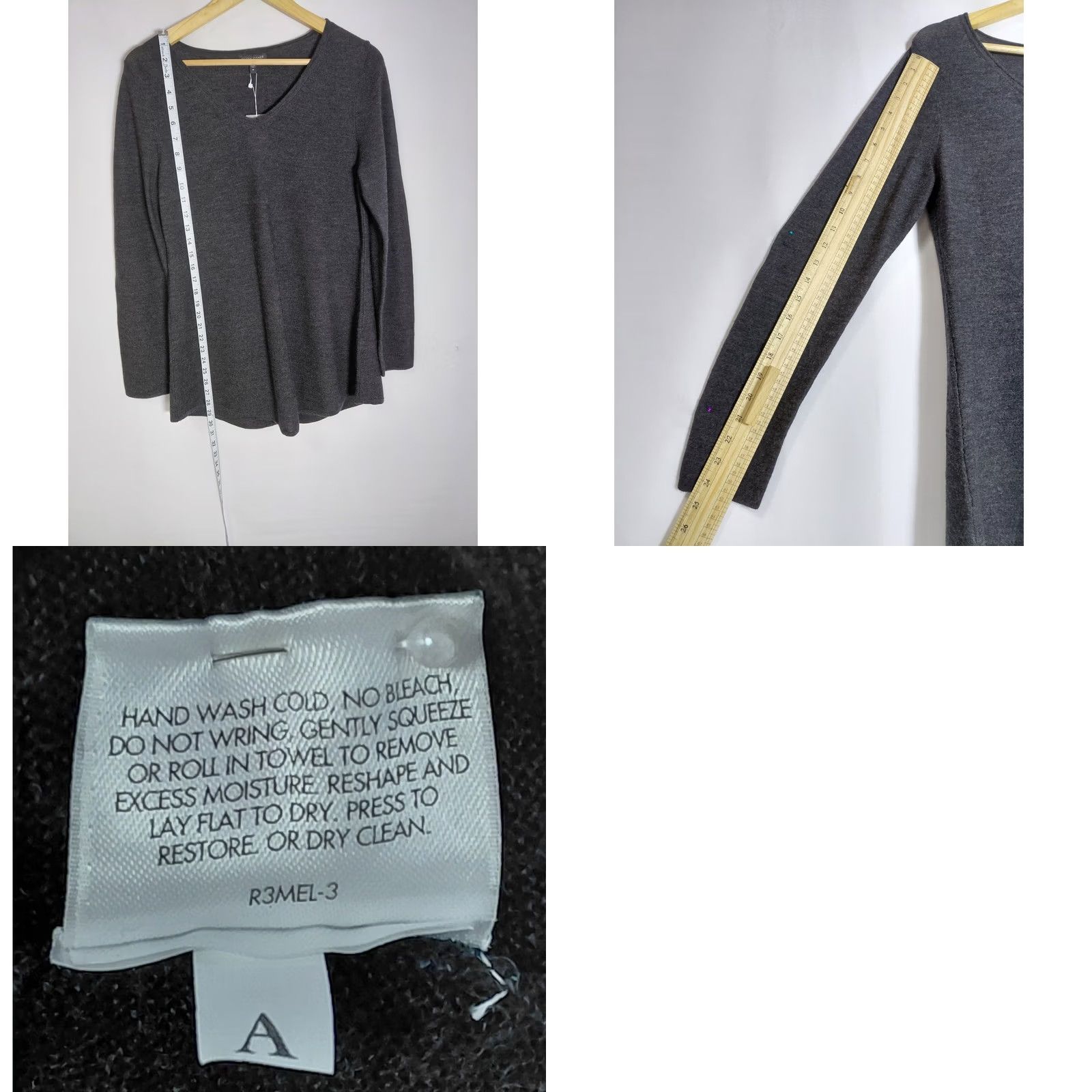 Eileen Fisher NWT EILEEN FISHER 100% Merino Wool Sweater Gray Solid Knit Women Size M V-Neck Pullover Casual Workwear Size M / US 6-8 / IT 42-44 - 8 Thumbnail