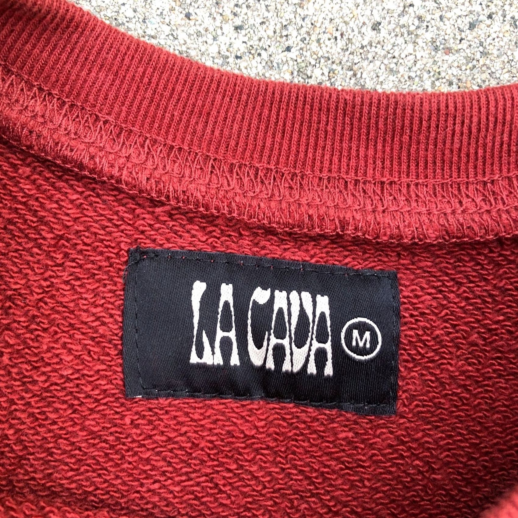 Vintage LA CAVA Sweatshirt Men's MEDIUM Red Crew Long Sleeve Cotton Heavy Gusset Size US M / EU 48-50 / 2 - 4 Thumbnail