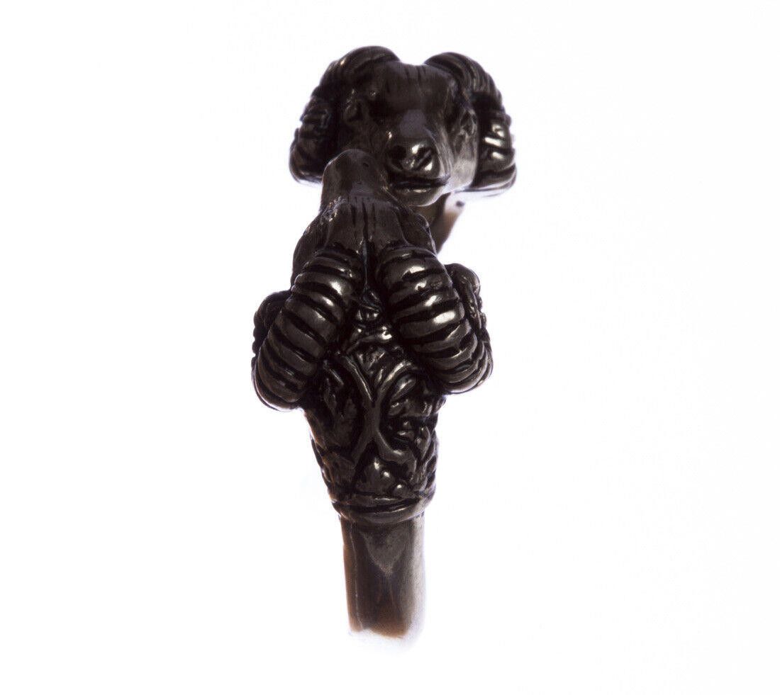 Designer Sterling Double Headed Ram Band Ring with Antique Finish Size ONE SIZE - 2 Thumbnail
