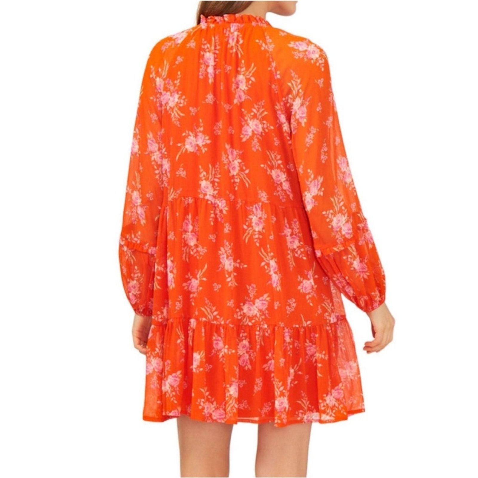 Vince Camuto Vince Camuto Orange/Pink Floral Boho Tunic Dress Size S Size S / US 4 / IT 40 - 2 Thumbnail