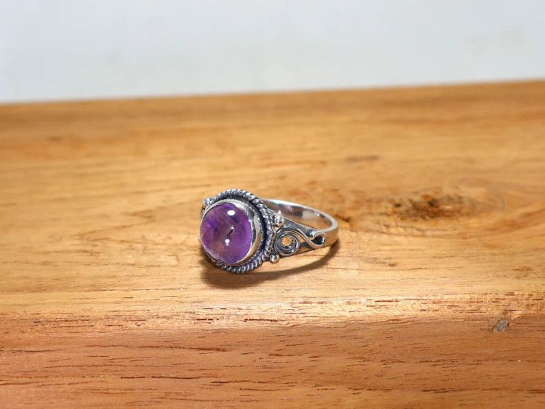 Handmade Amethyst Ring: Handmade Sterling Silver, February Birthstone Size ONE SIZE - 4 Thumbnail