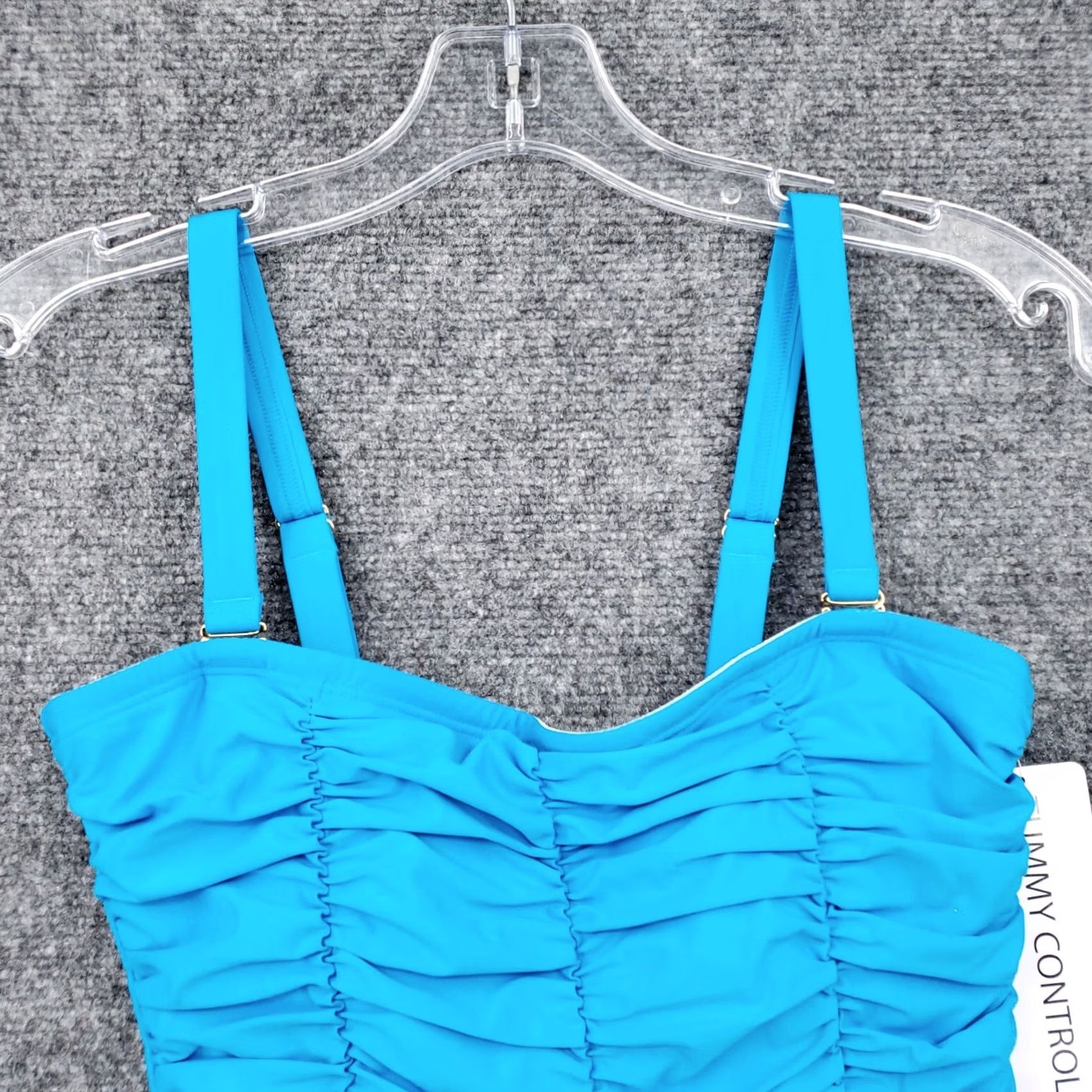 Vintage Togs Tankini Womens 6 Blue Swimwear Padded Rusching Tummy Control NWT Size ONE SIZE - 2 Thumbnail