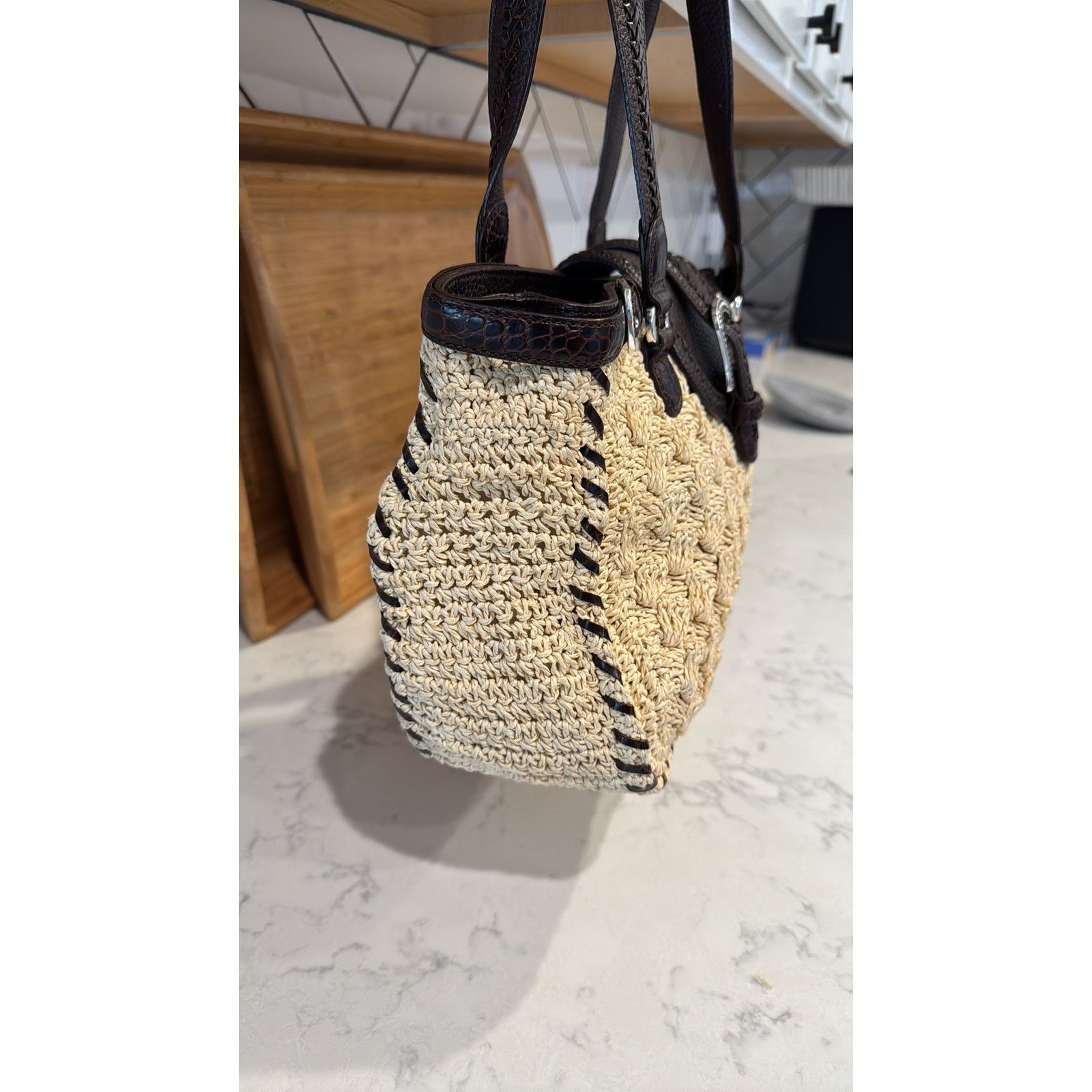 Brighton BRIGHTON Patience Straw Leather Handbag Shoulder Satchel Bag Size ONE SIZE - 4 Thumbnail