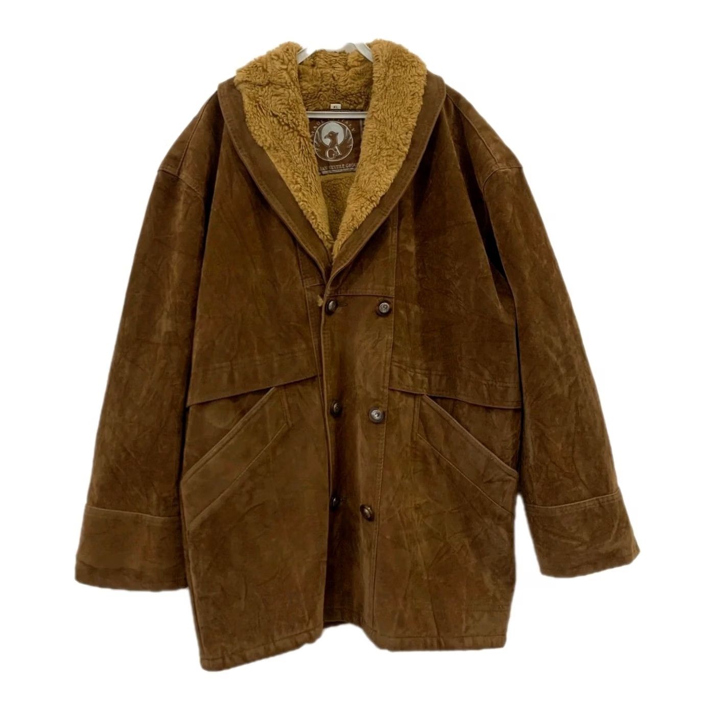 Vintage VINTAGE Shearling Leather Coat XL Brown Made In Italy Sherpa Lined Jacket Men Overcoat 54 Chest XL Brown Western Ranch Style Mens Size US XL / EU 56 / 4 - 3 Thumbnail