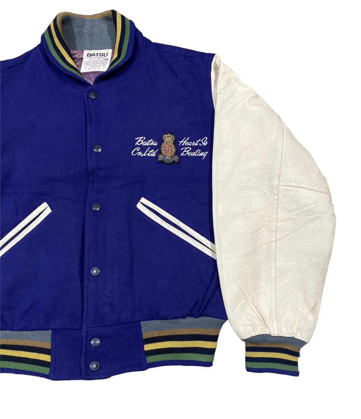 Japanese Brand 🔥ACCEPT BINDING🔥Vintage Batsu Varsity Jacket leather sleeve Size US M / EU 48-50 / 2 - 6 Thumbnail
