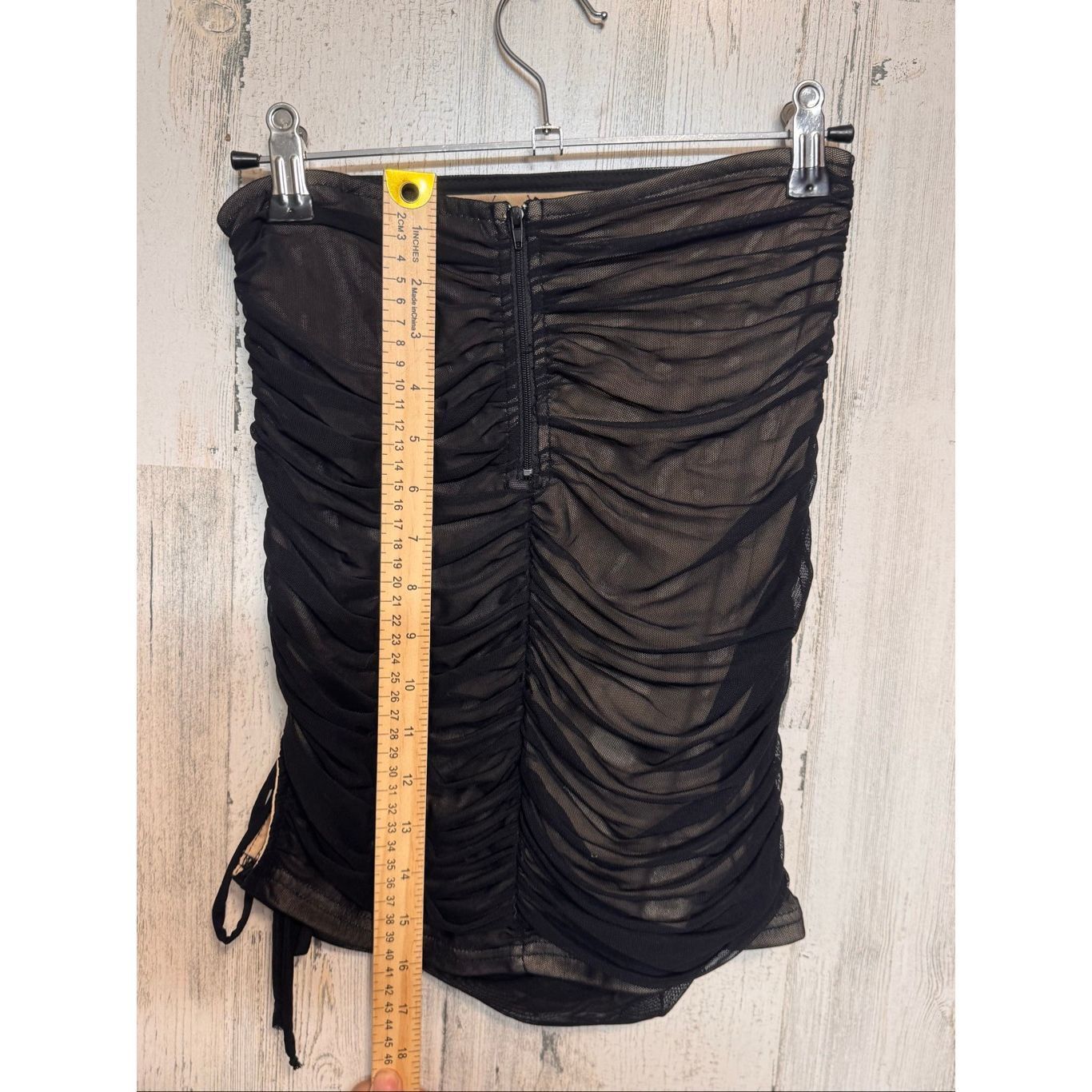 Other Privy Windsor Black Mesh Ruched Mini Skirt | Sheer Overlay N Size 30" / US 8 / IT 44 - 8 Thumbnail