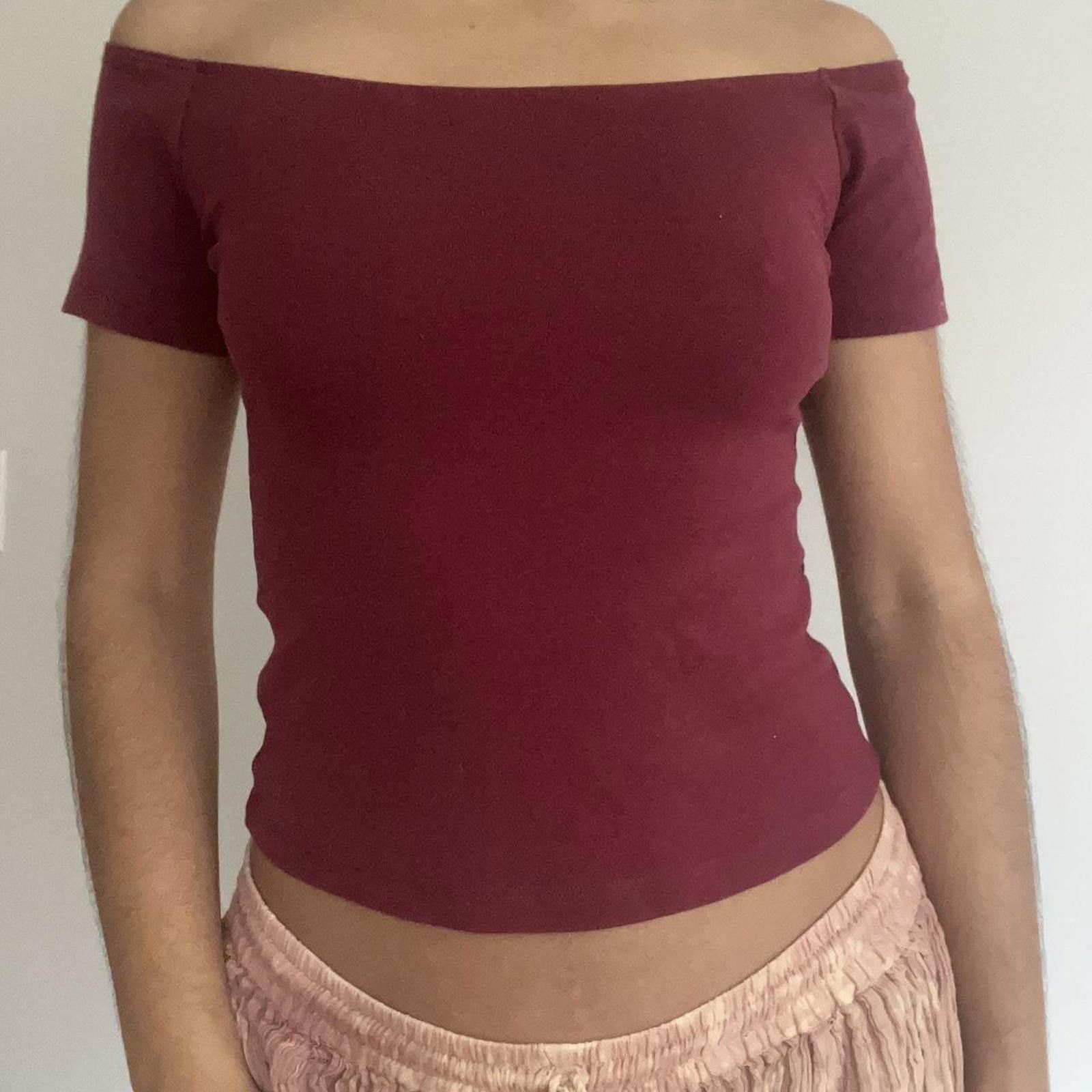 Mango Burgundy off the shoulder top #offtheshoulder Size S / US 4 / IT 40 - 1 Thumbnail