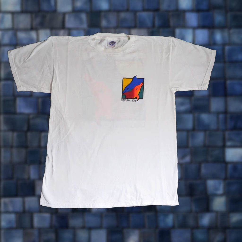 Vintage VINTAGE 90s Cabo San Lucas Mexico Dolphin Travel Graphic Print White Tee T-Shirt Mens L Size US L / EU 52-54 / 3 - 1 Thumbnail