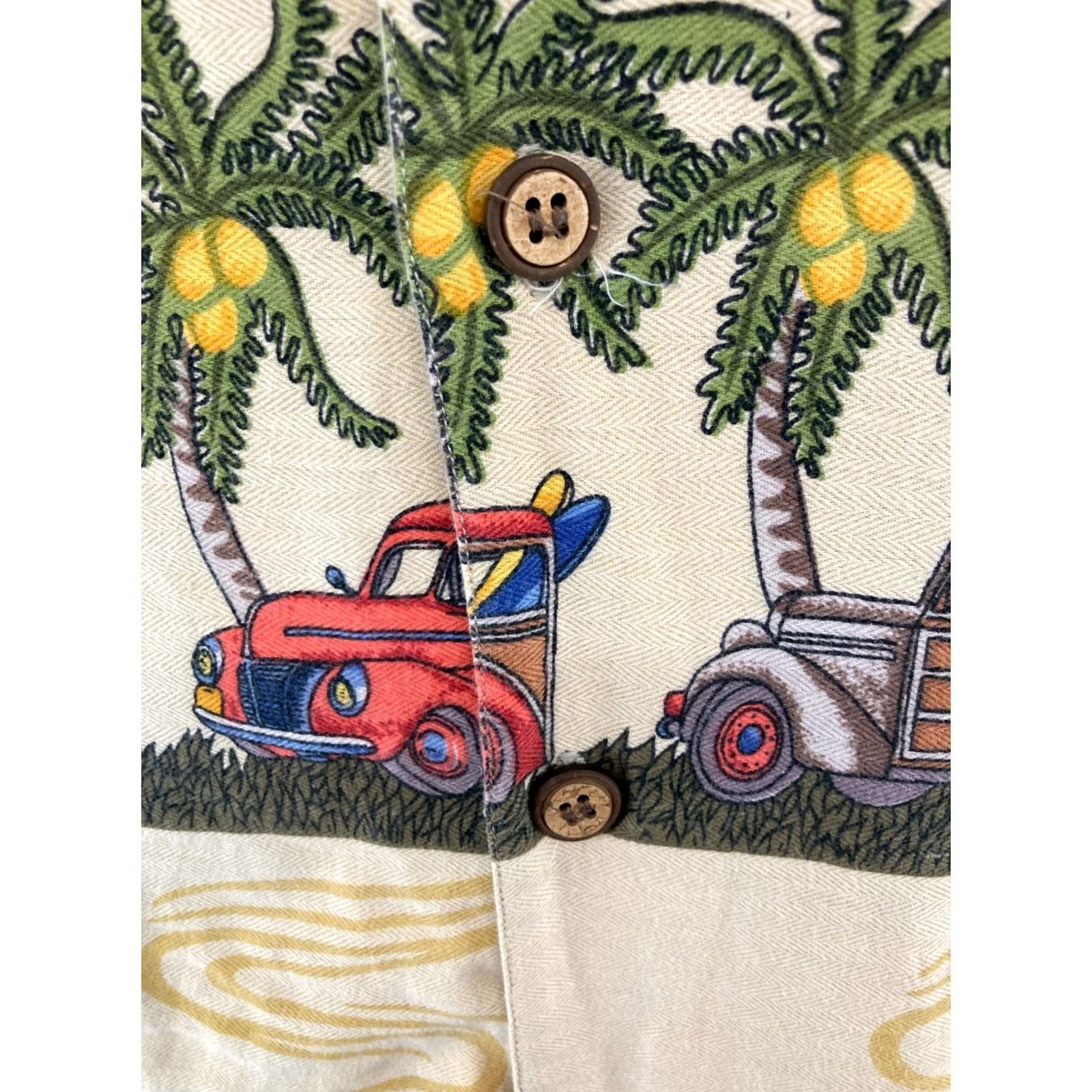 Slowear Colo Wear Mens Hawaiian Shirt L Yellow Car Palms Camp Comfort Button-Up Short Sleeve Cotton Blend Collared Casual Shirt Boys Mens Size US L / EU 52-54 / 3 - 4 Thumbnail