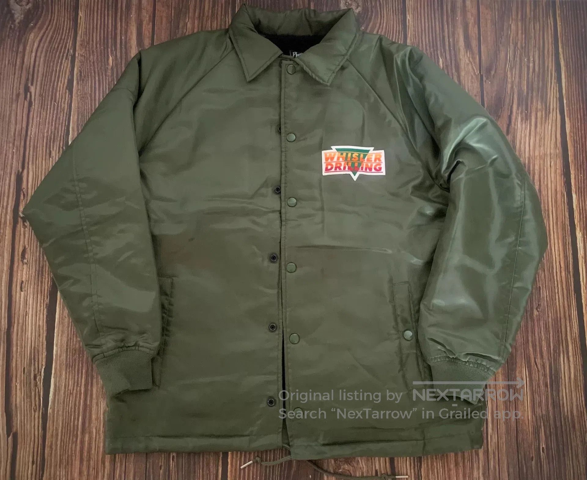 Pherrow's olive green coach jacket with logo. Size US M / EU 48-50 / 2 - 1 Thumbnail