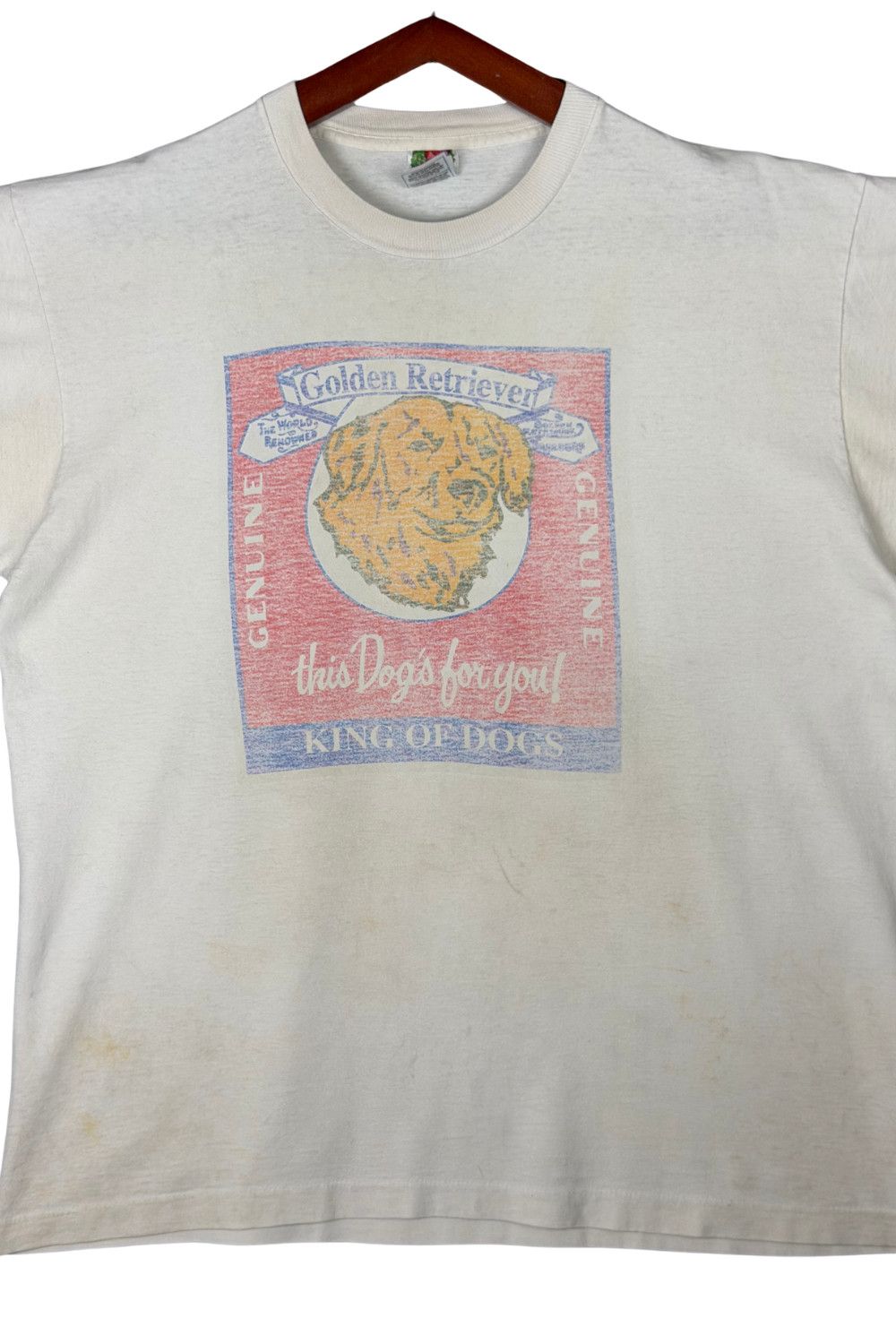 Fruit Of The Loom Vintage 90s Golden Retriever “King Of Dogs” Tee Size US XL / EU 56 / 4 - 5 Thumbnail