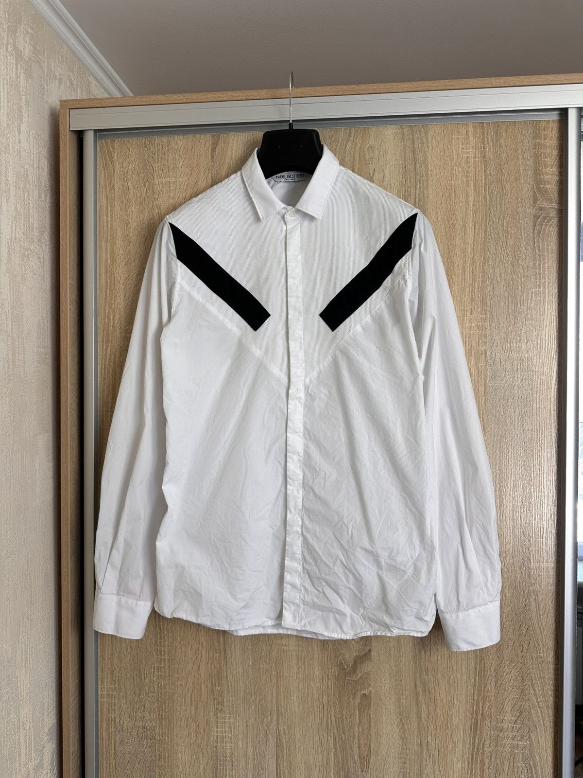Neil Barrett 🔥 Neil Barrett Contrast Detail Striped Button Up Slim Shirt Size US L / EU 52-54 / 3 - 2 Thumbnail