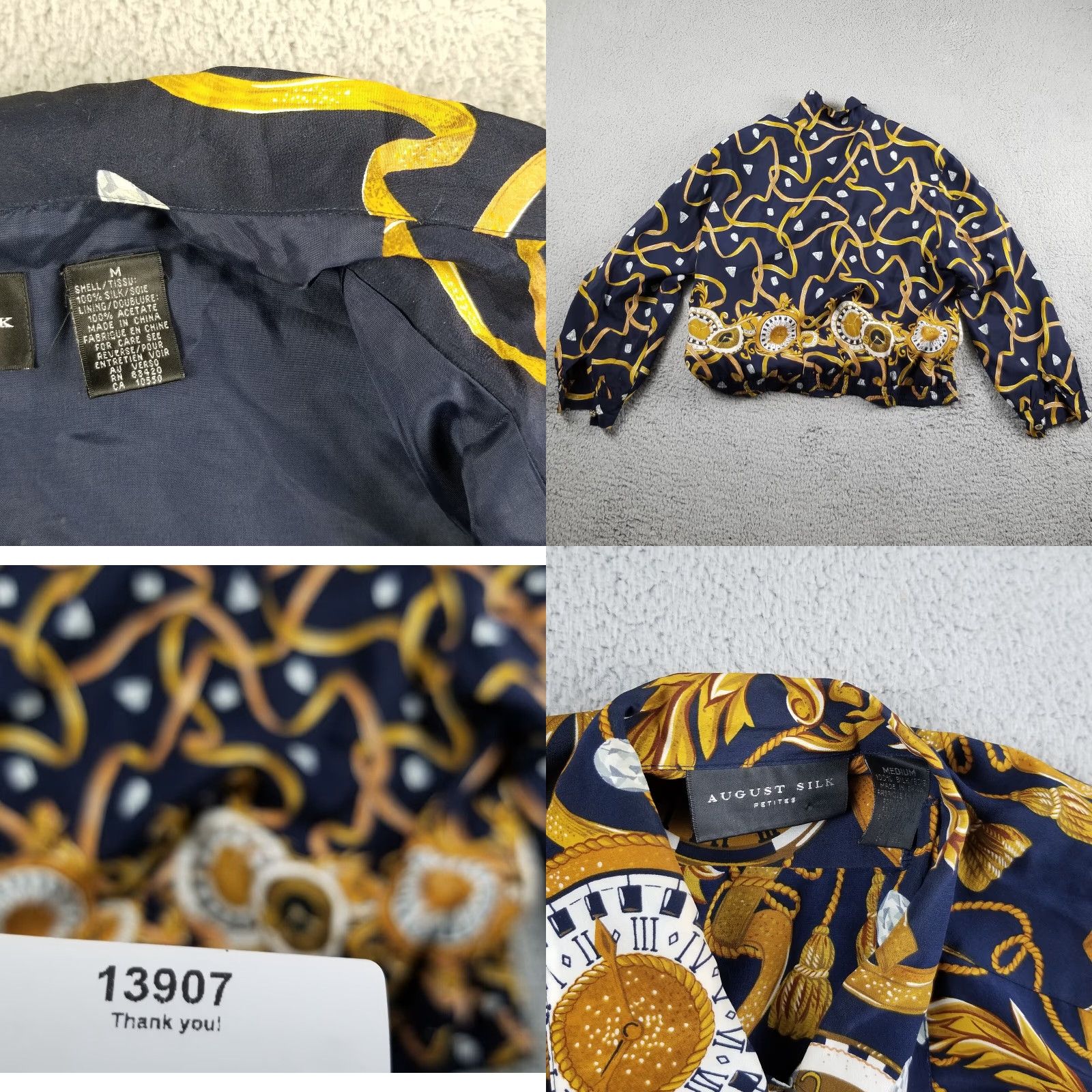 Vintage VINTAGE August Silk Bomber Jacket Geometric Clock Diamond Matching Shirt Blouse Medium Blue Unisex Adults PME-? Size M / US 6-8 / IT 42-44 - 8 Thumbnail