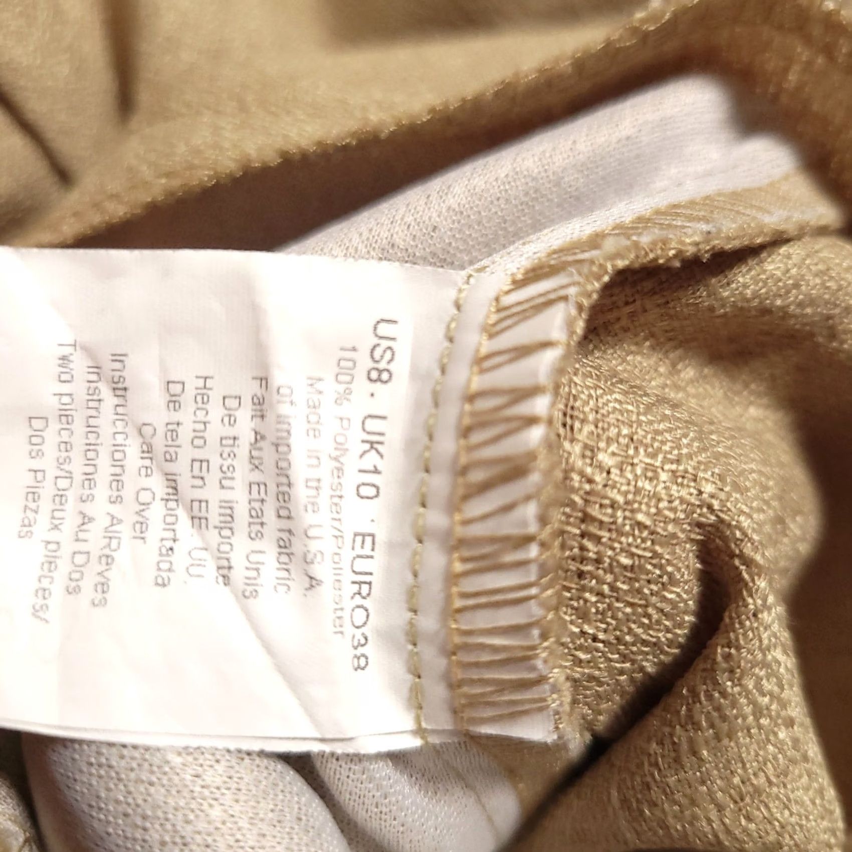 Vintage Leslie Fay Blouse Womens 8P Beige Short Sleeve Button Front Fitted Top Made USA Size M / US 6-8 / IT 42-44 - 7 Thumbnail