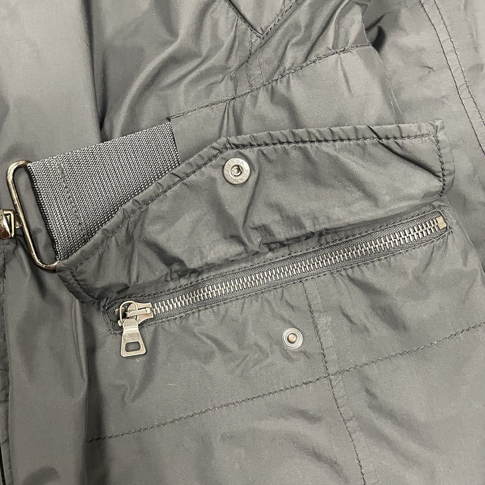 Prada Prada Goretex Jacket Fur Trim Belted Coat Black Goat Fur Size L / US 10 / IT 46 - 7 Thumbnail