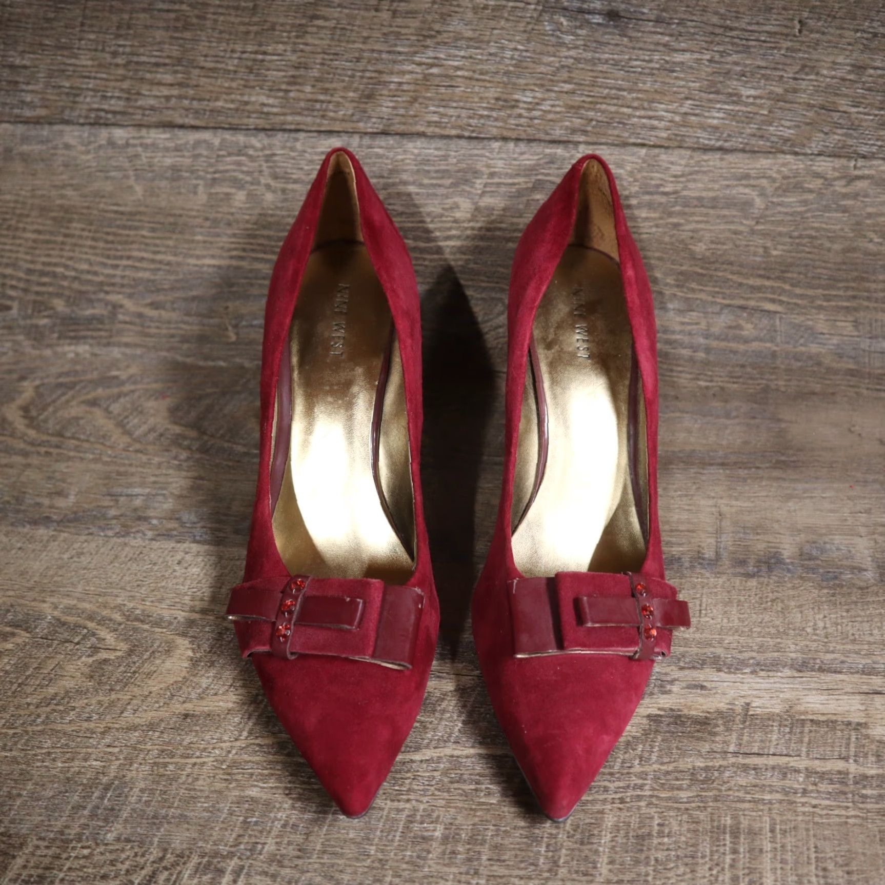 Nine West VINTAGE Nine West Dempsey Red Suede Sandals Women Size 10M 4" Heel Ankle Strap Size US 12 / IT 42 - 3 Thumbnail