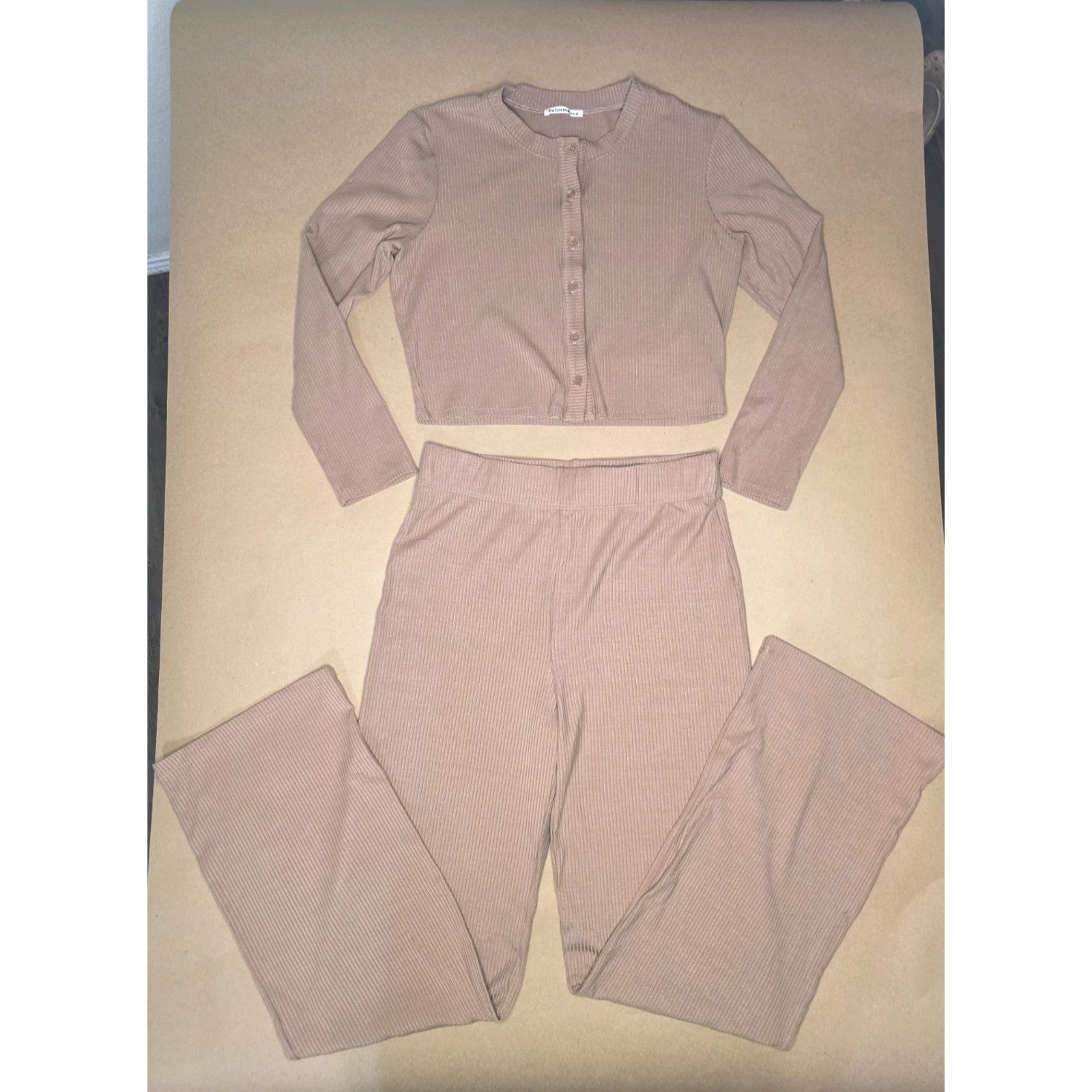 Reformation Reformation pant/cardigan set Clay sz M USA Made Size M / US 6-8 / IT 42-44 - 1 Thumbnail