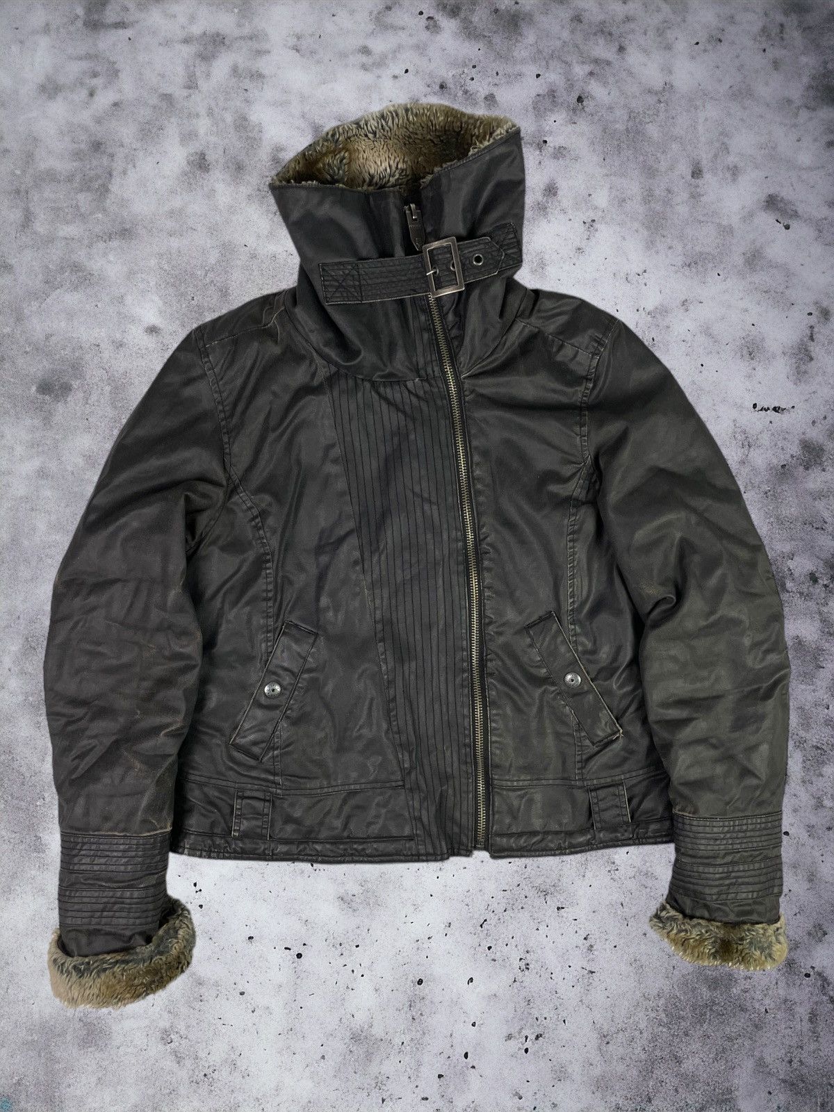 image of Y2K Garcia Avant Garde Fur Assymetric Jacket in Black, Men's (Size Large)