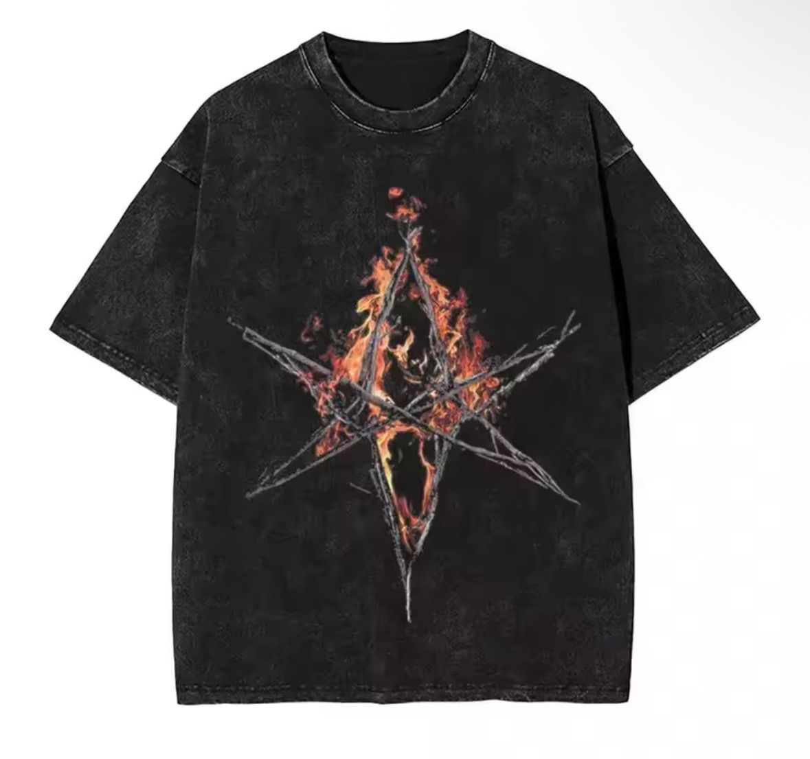 Japanese Brand Y2K Hip Hop Bring Me Horizon Star Fire Washed T-Shirt Size US XL / EU 56 / 4 - 1 Thumbnail