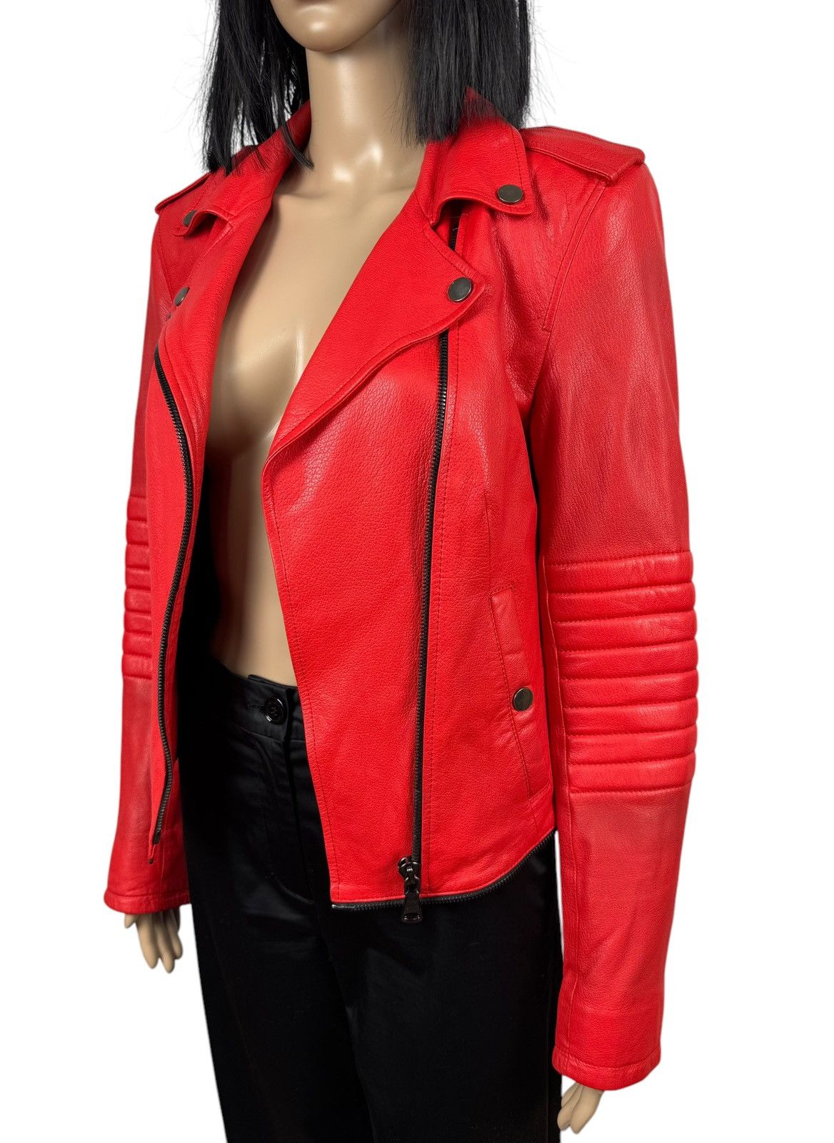 Designer Punto Genuine Leather Biker Jacket Italy size US10 IT46 Size L / US 10 / IT 46 - 16 Thumbnail