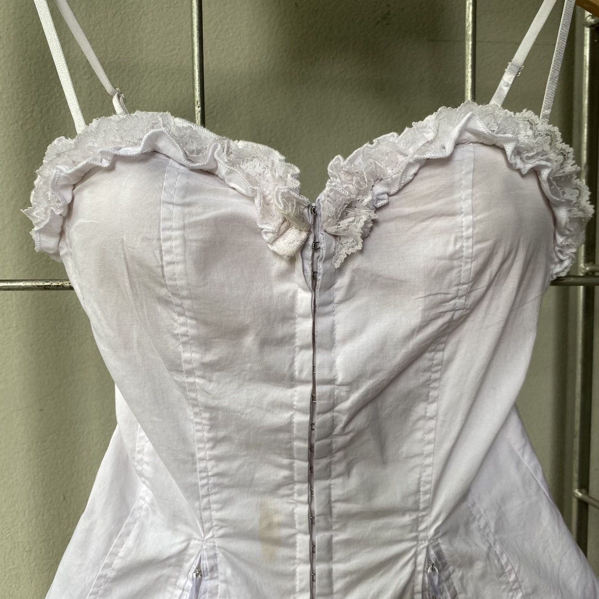 Japanese Brand NOA Y2K White Corset Top with Lace Trim and Ribbon Ties Size M / US 6-8 / IT 42-44 - 10 Thumbnail