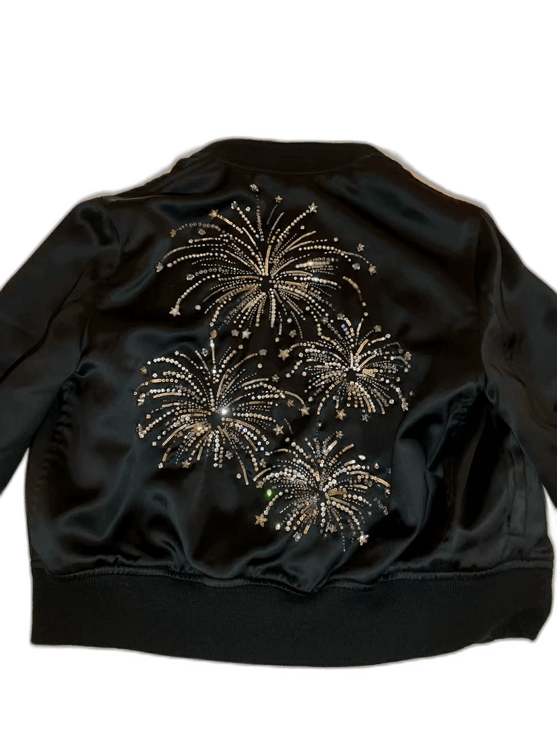saint laurent fireworks embellished bomber jacket