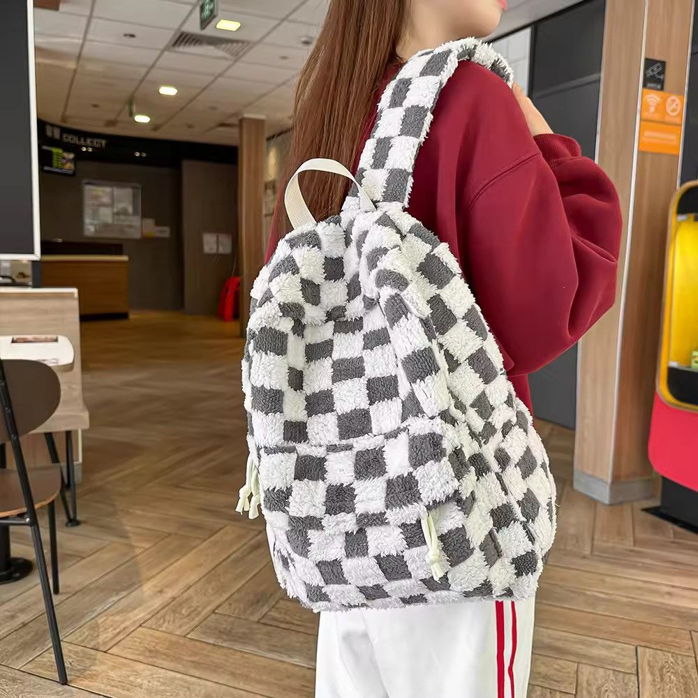 Japanese Brand Ins Style Backpack Fluffy Backpack Size ONE SIZE - 1 Thumbnail