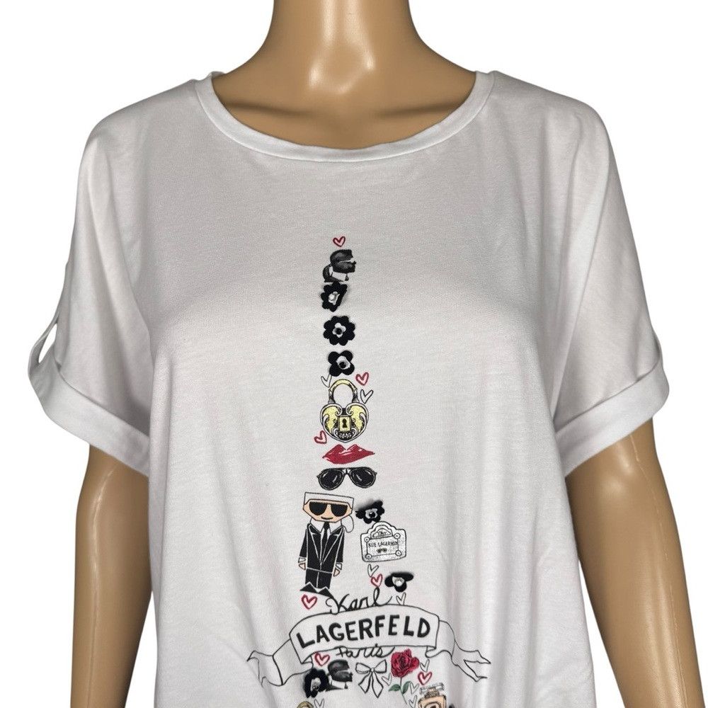 Karl Lagerfeld NWT New Karl Lagerfeld White Eiffel Tower Knot Front Tee Si Size L / US 10 / IT 46 - 2 Thumbnail