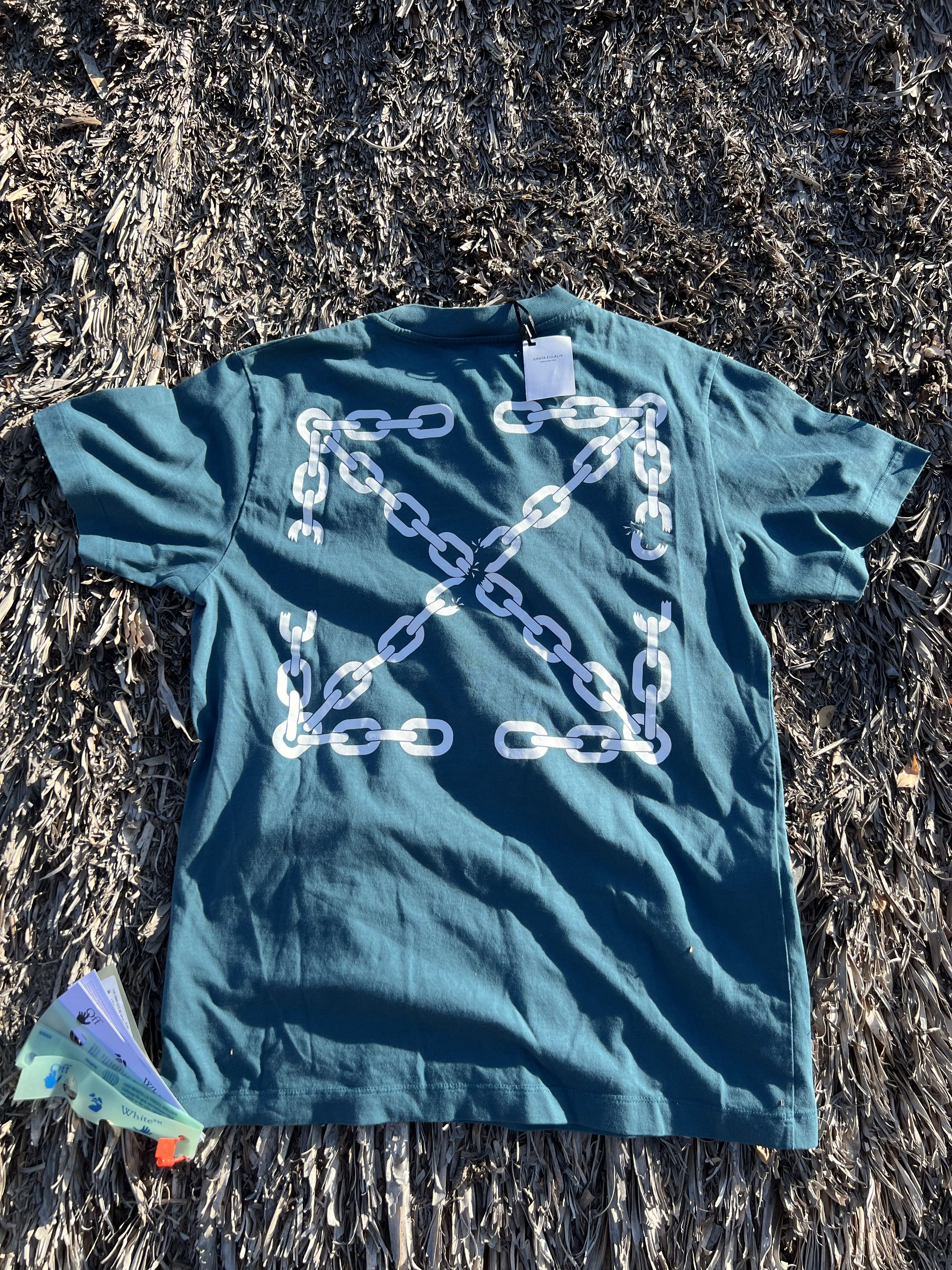 image of Off White Chain Arr Slim S/s Tee in Duck Green, Men's (Size Medium)