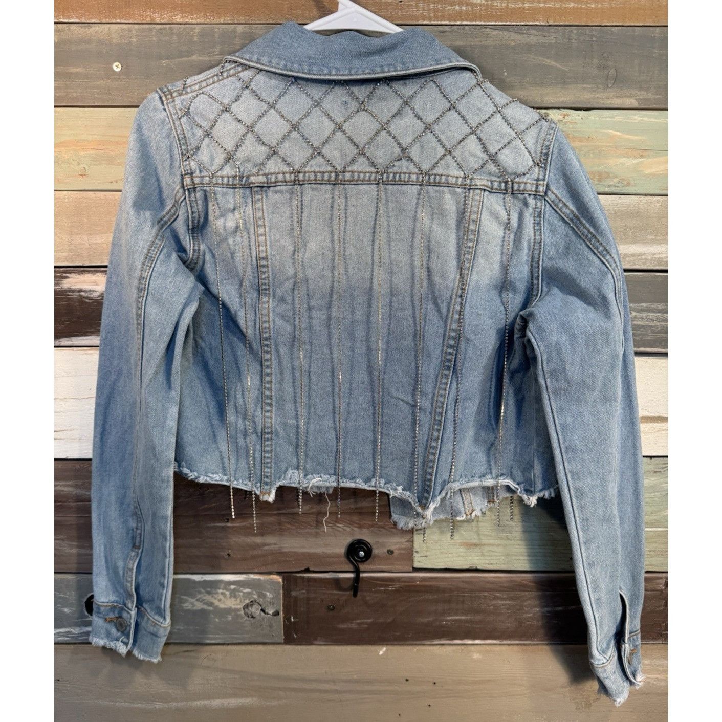 Levi's Denim Blvd Blue Jean Rhinestone Crystal Jacket Women's MEDIU Size M / US 6-8 / IT 42-44 - 9 Thumbnail