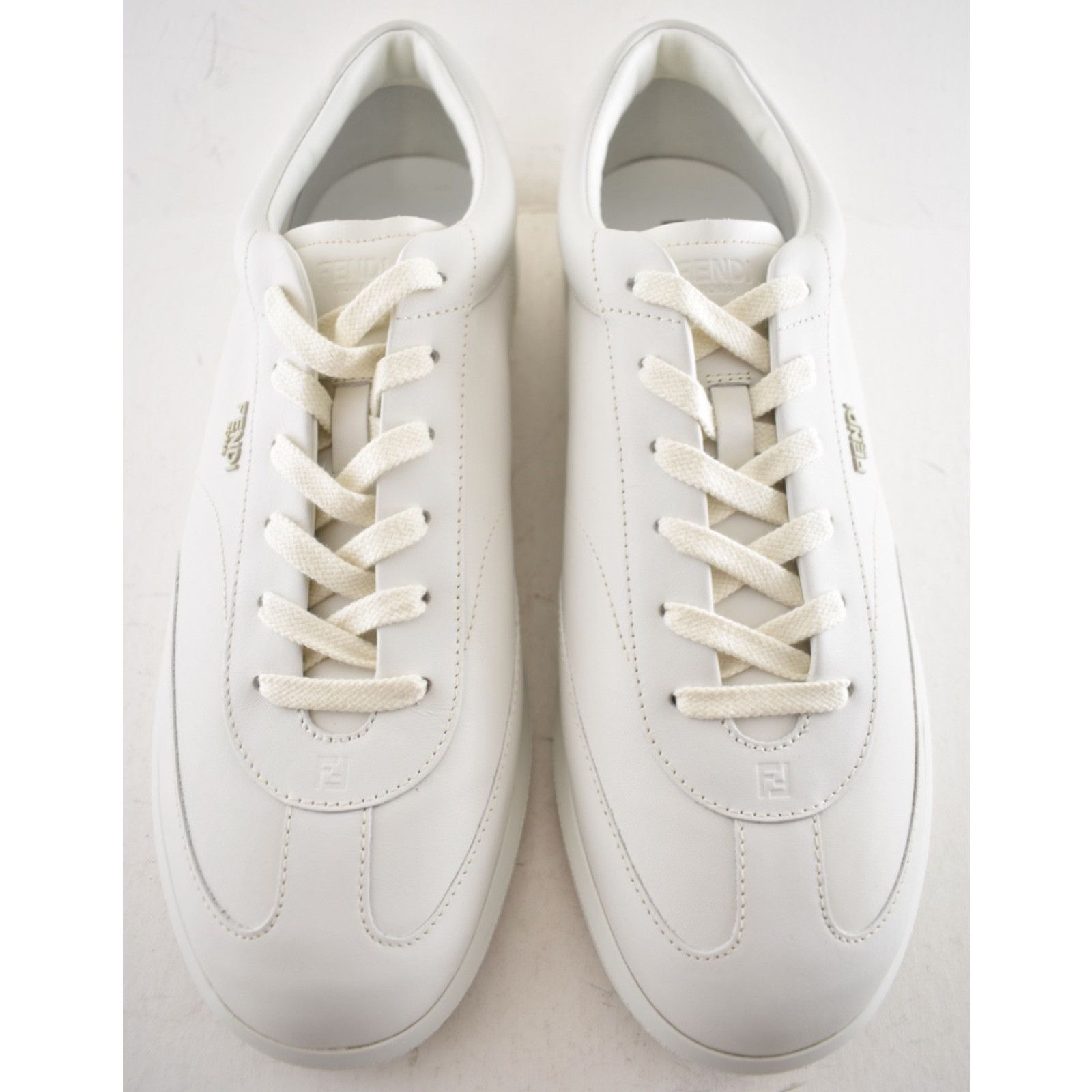 Fendi Fendi Light Bianco White Leather Low Top Sneakers US 13 Size US 13 / EU 46 - 6 Thumbnail