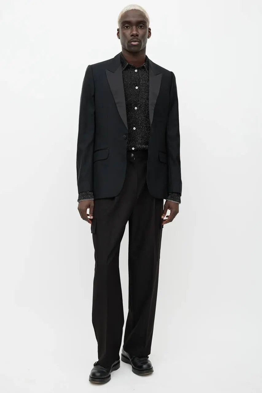 Alexander McQueen RARE ALEXANDER MCQUEEN BLACK WOOL SATIN LAPEL BLAZER Size 38R - 2 Thumbnail