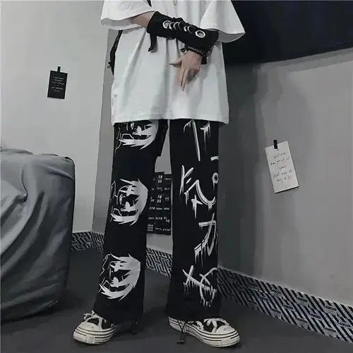 VIBE Black Harajuku printed anime sweatpants Size US 32 / EU 48 - 4 Thumbnail
