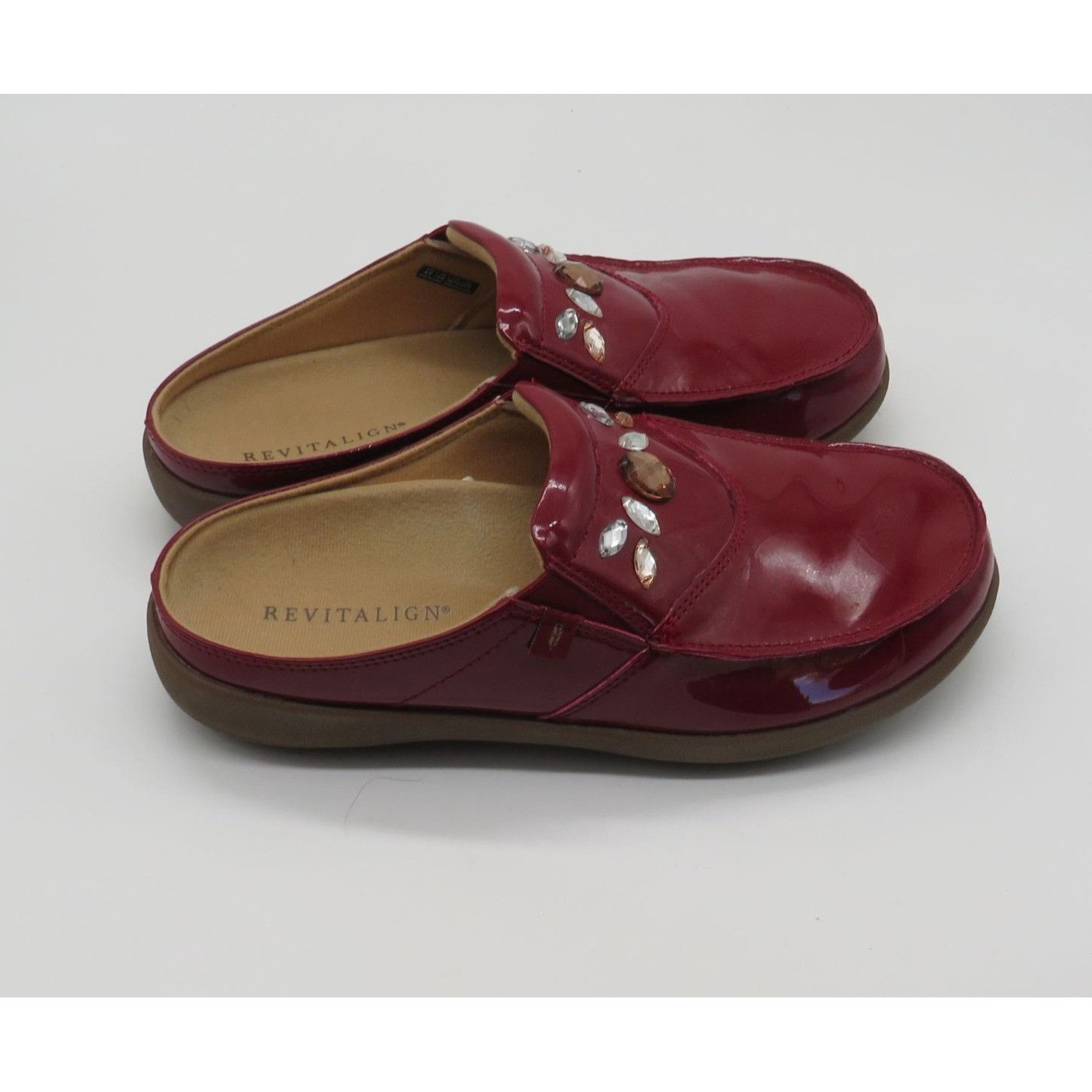 Other Revitalign Women's Burgundy Patent Leather Embellished Slip- Size US 8 / IT 38 - 1 Thumbnail