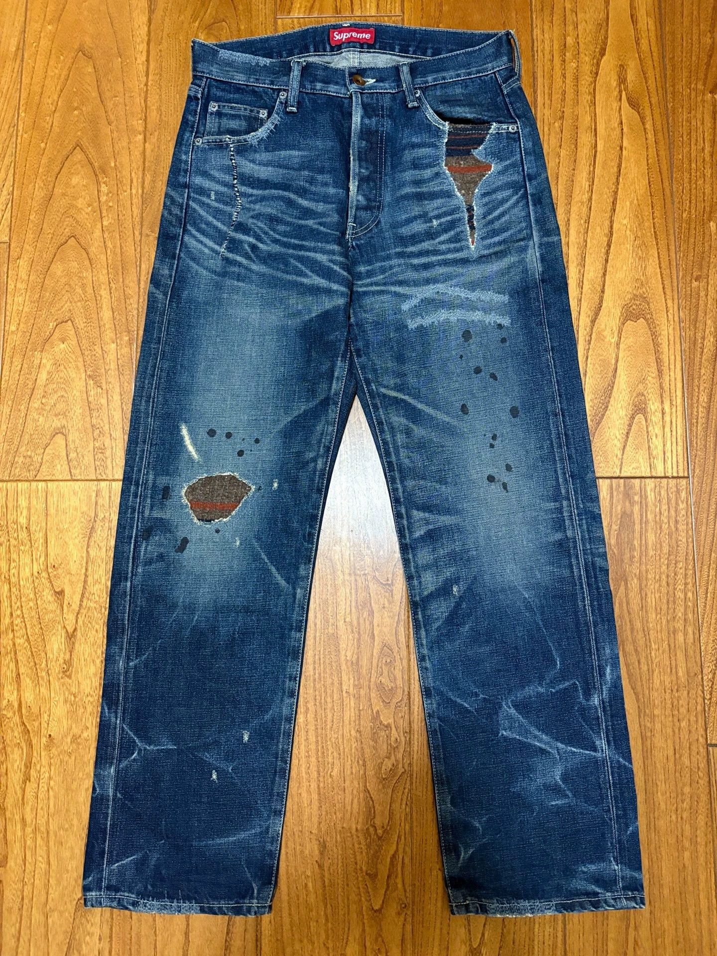 Neighborhood NBD x Supreme Destroyed Patched Washed Jeans S (Near New) Size US 30 / EU 46 - 1 Thumbnail