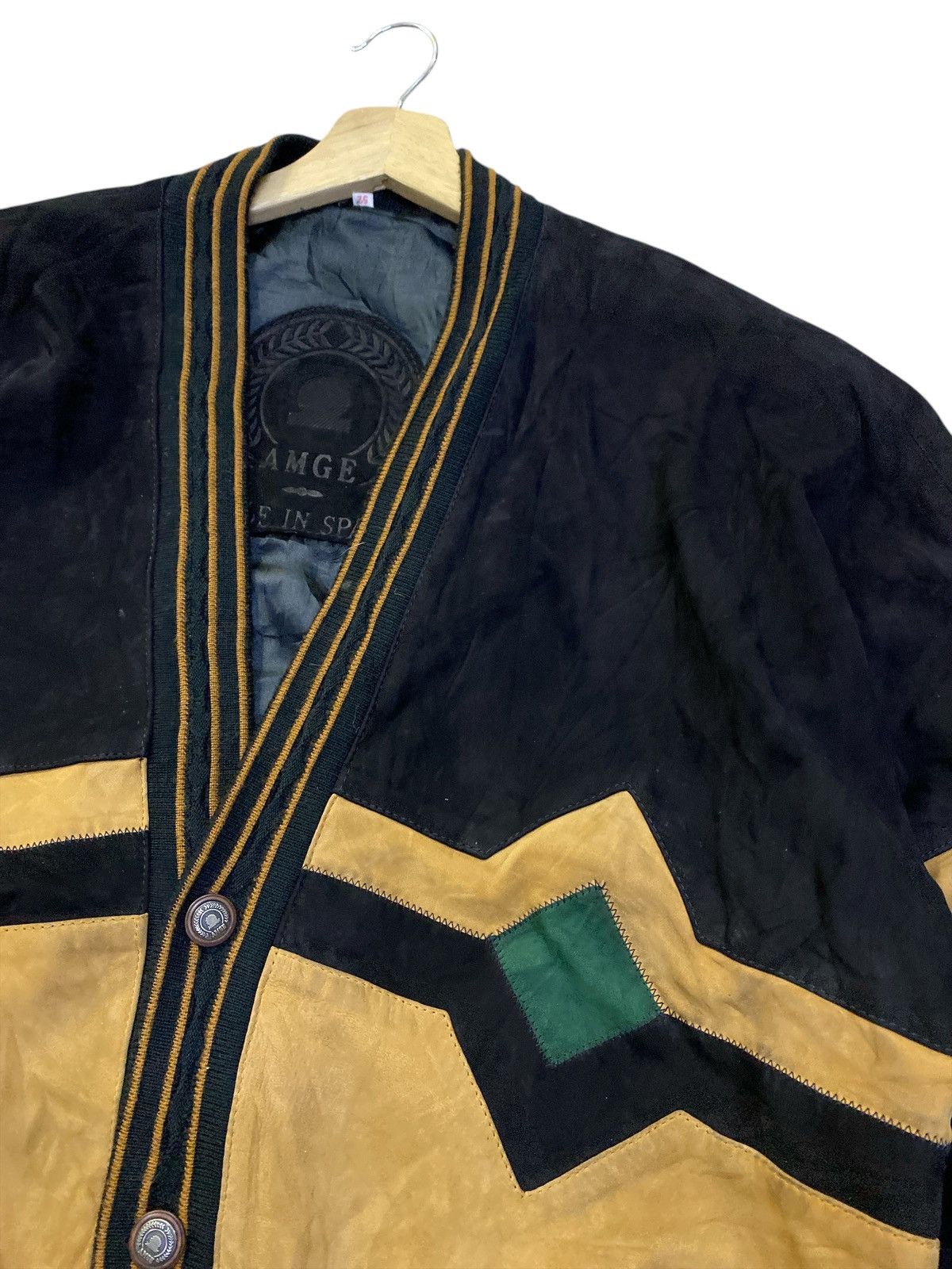 Genuine Leather × Vintage Rare Vintage AMGE Leather Jacket Cardigan Size US L / EU 52-54 / 3 - 2 Thumbnail