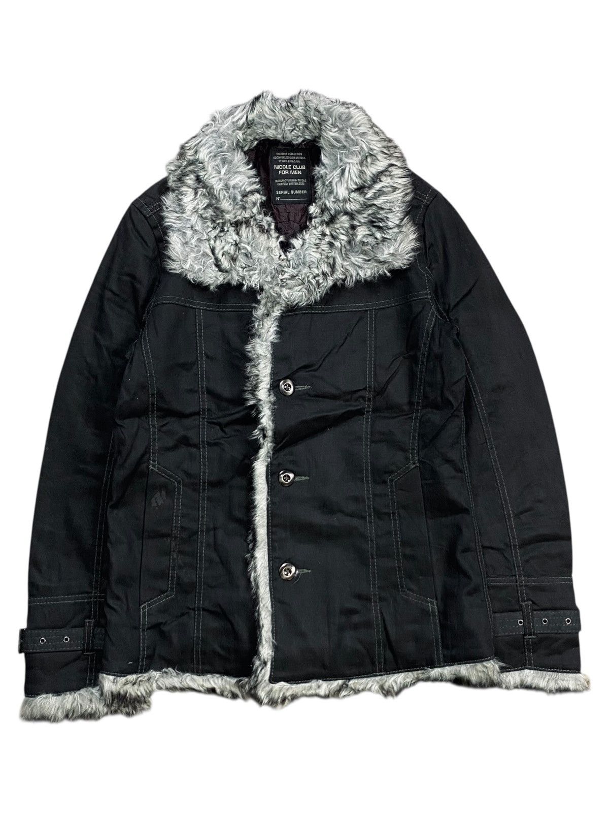 トップス early 00s TORNADO MART Fur Cardigan M Tornado Mart Early 00s Fur Collar Python-Print Trucker Denim