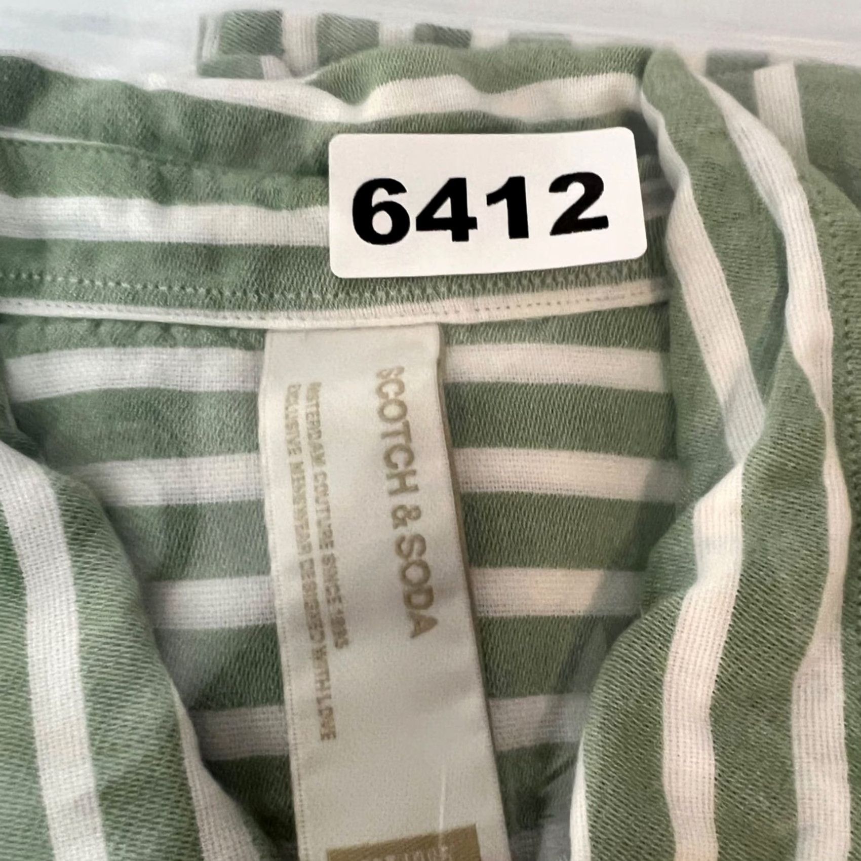 Scotch & Soda Scotch & Soda Shirt Mens Medium Green & White Striped Short Sleeve Button-Up Shirt Size US M / EU 48-50 / 2 - 7 Thumbnail