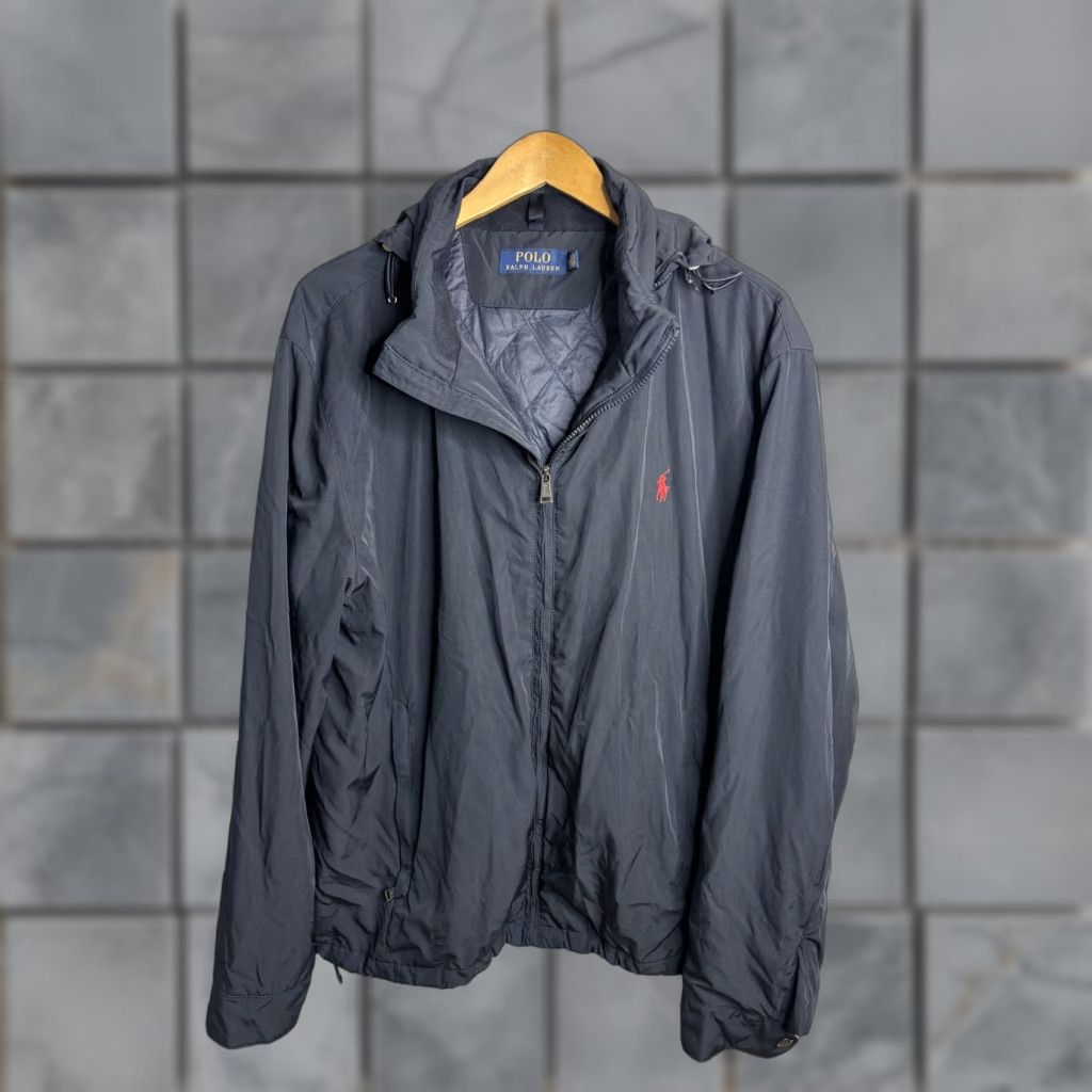 Polo Ralph Lauren VINTAGE Polo Ralph Lauren Jacket Mens XL Navy Hooded Full Zip Quilted Lined Pony Logo Size US XL / EU 56 / 4 - 1 Thumbnail