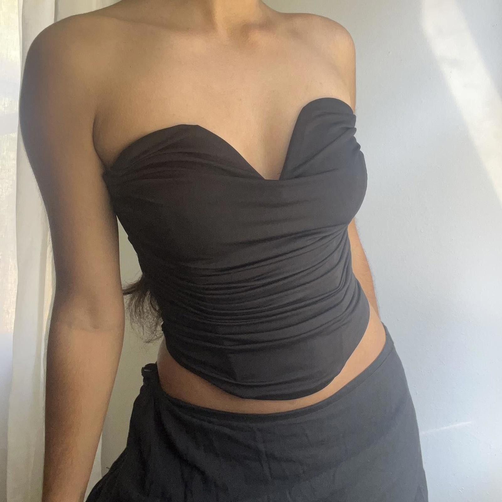 Express Black ruched bustier top #goth #punk #festivalvibes Size ONE SIZE - 7 Thumbnail