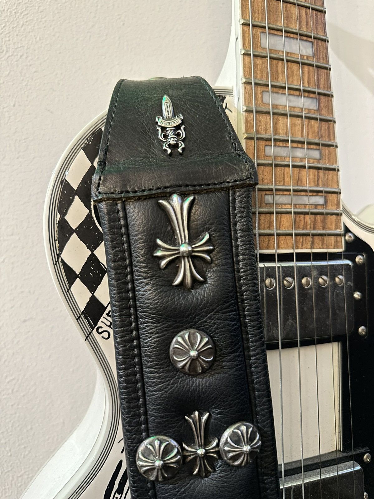 Chrome Hearts CHROME HEARTS LEATHER CROSS GUITAR STRAP GUN SLINGER BELT Size ONE SIZE - 10 Thumbnail