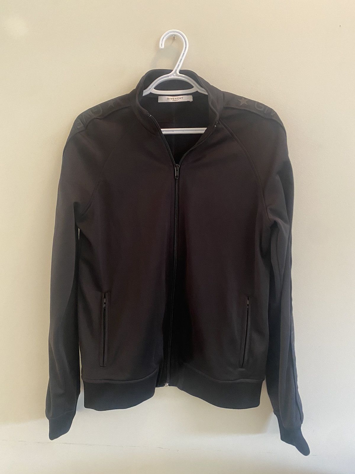 Designer × Givenchy Givenchy Black Jersey Logo Trimmed Bomber Track Jacket Size US M / EU 48-50 / 2 - 2 Thumbnail