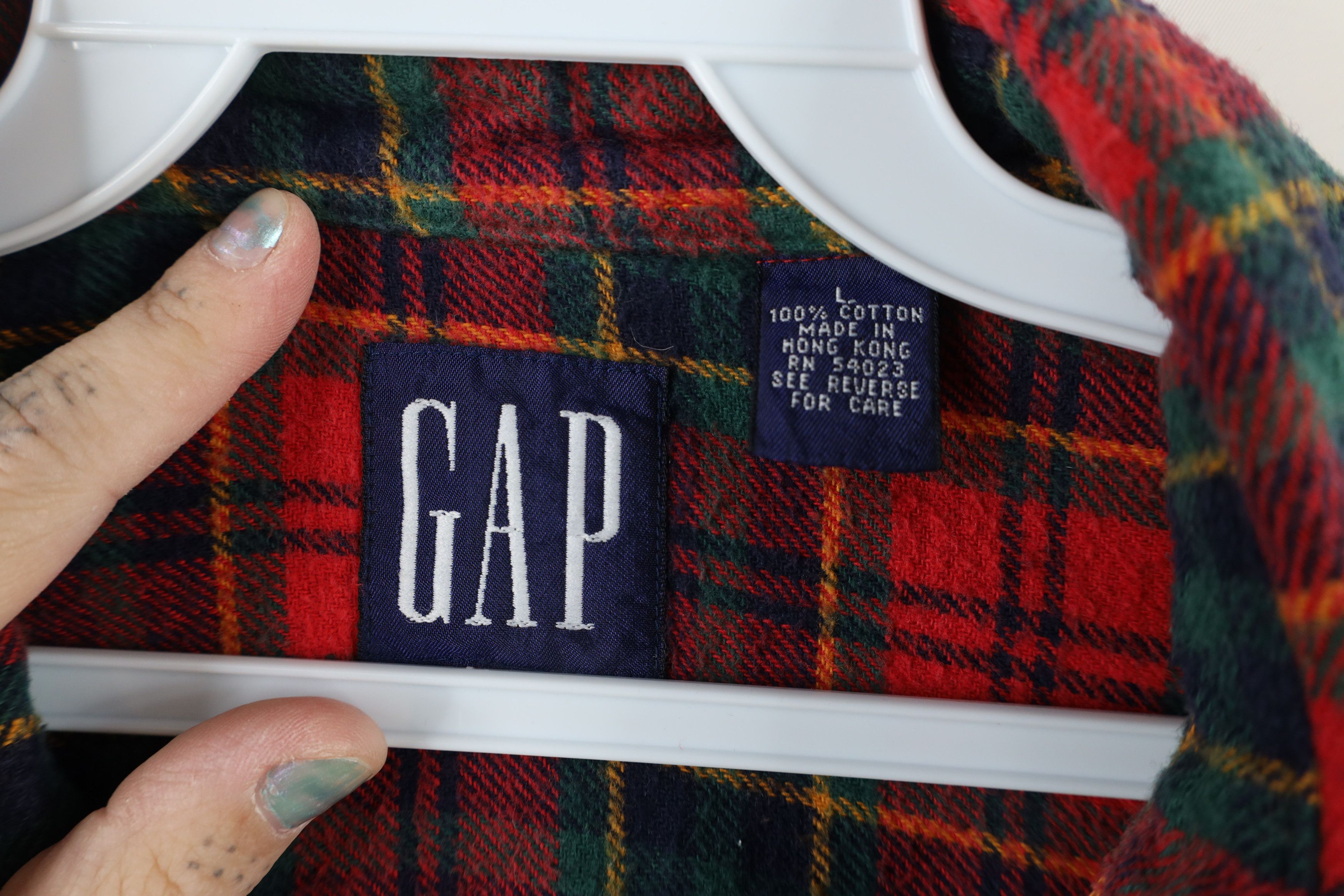 Gap × Vintage Vintage 90s Gap Flannel Button Shirt Red Plaid Cotton Size US L / EU 52-54 / 3 - 5 Thumbnail