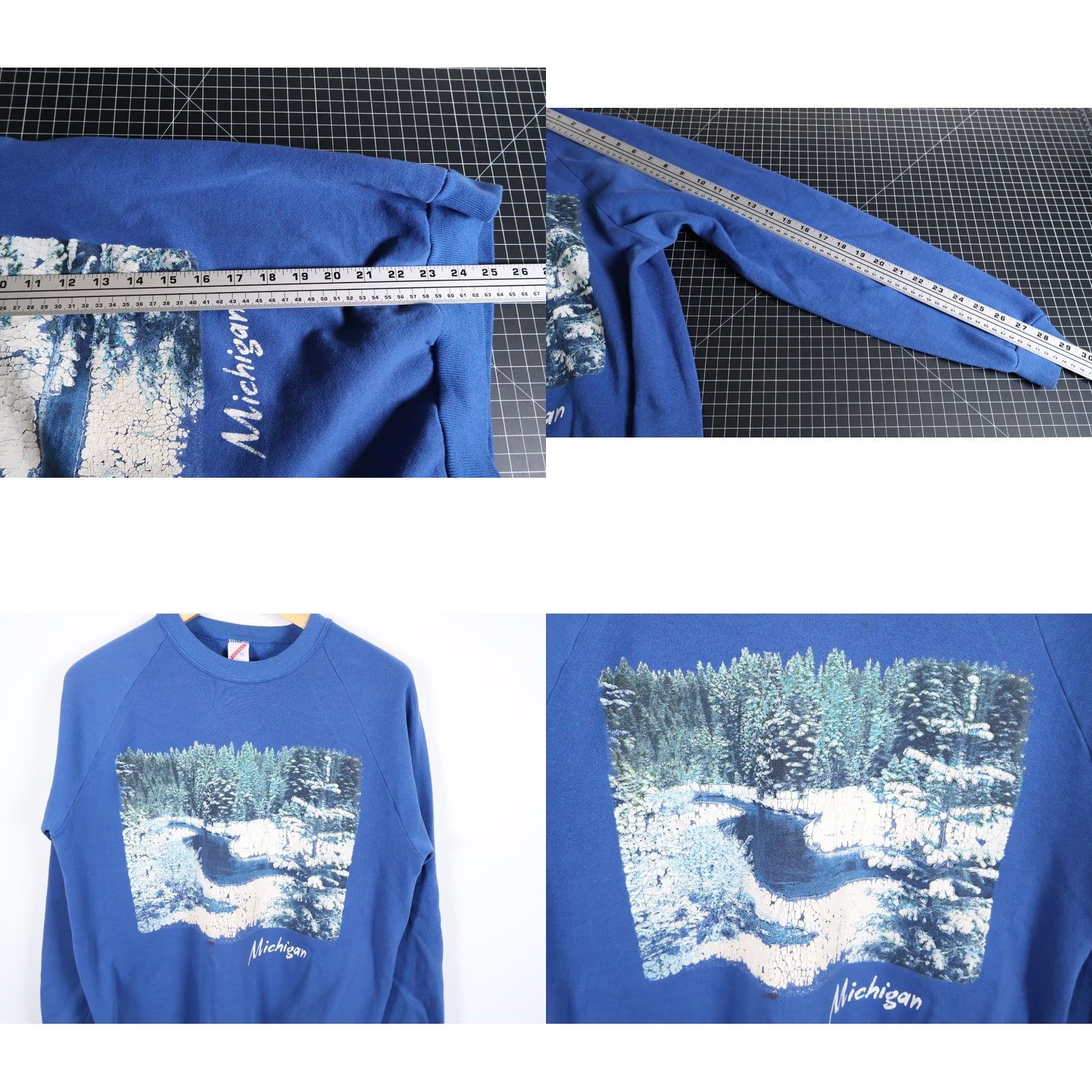 Jerzees VINTAGE Jerzees Michigan Scenic Winter Sweatshirt Raglan Sleeves L-XL Blue Women's Classic Crewneck VTG Size L / US 10 / IT 46 - 8 Thumbnail