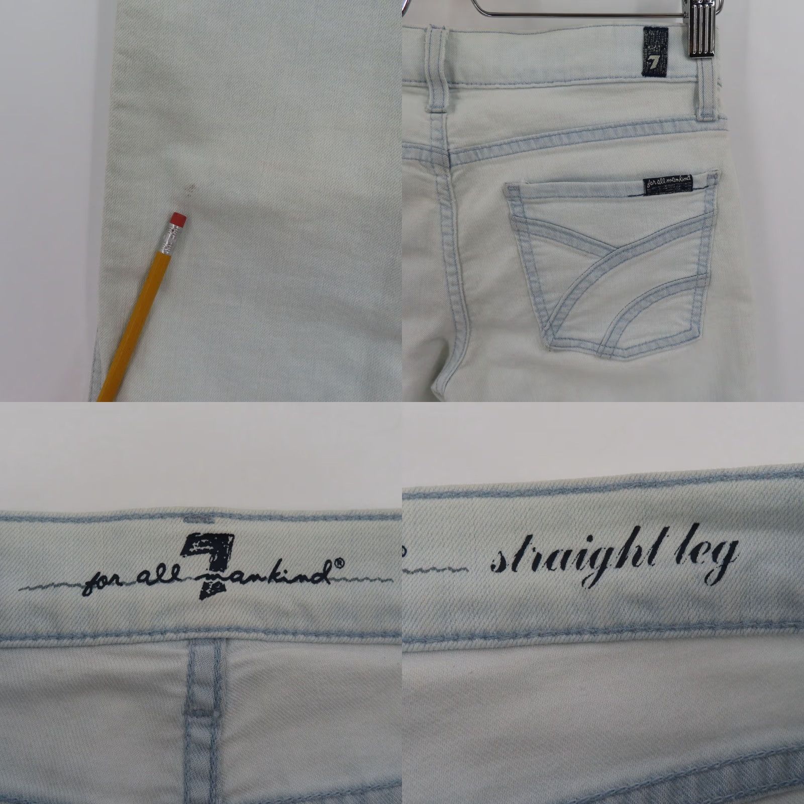 7 For All Mankind 7 For All Mankind Womens Jeans Straight Leg 25 Light Blue Denim White Washed Cotton Blend Size 42" / US 20 - 8 Thumbnail
