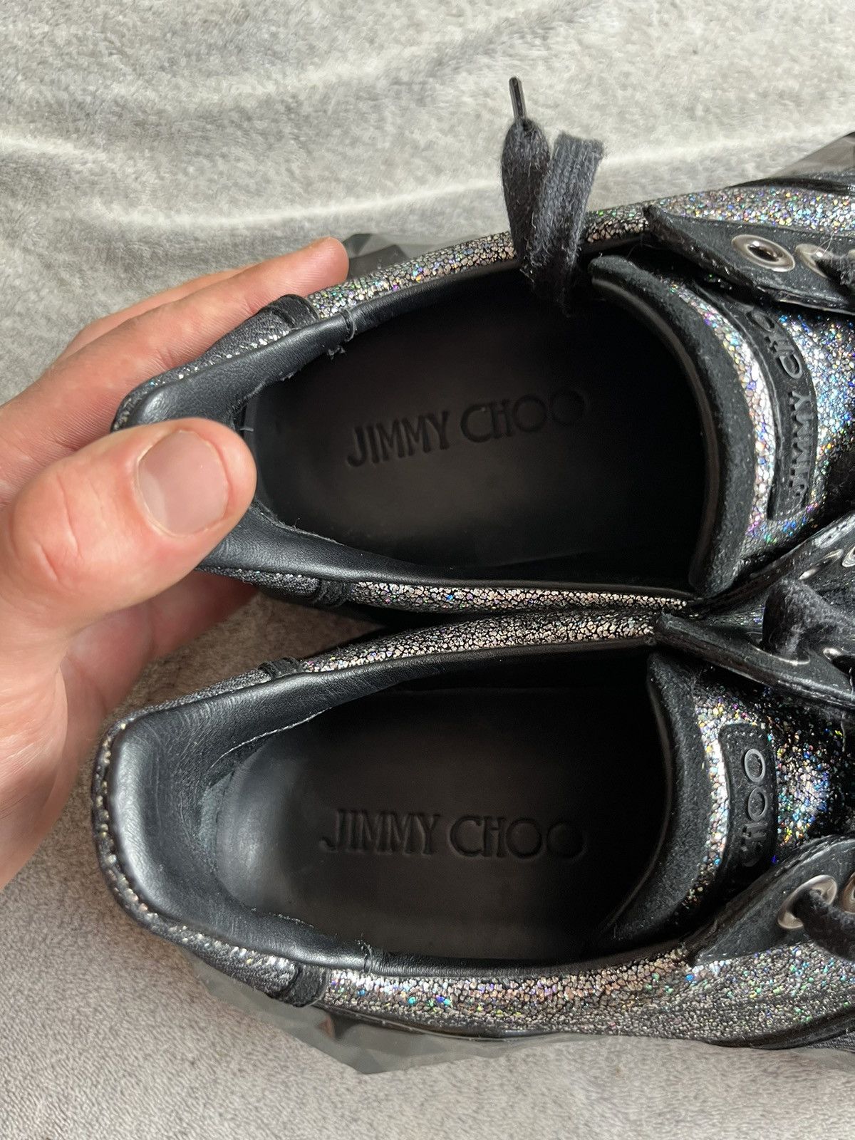 Designer × Jimmy Choo Jimmy Choo Diamond Sneakers Black Glitter Luxury Italy Size US 8 / EU 41 - 9 Thumbnail