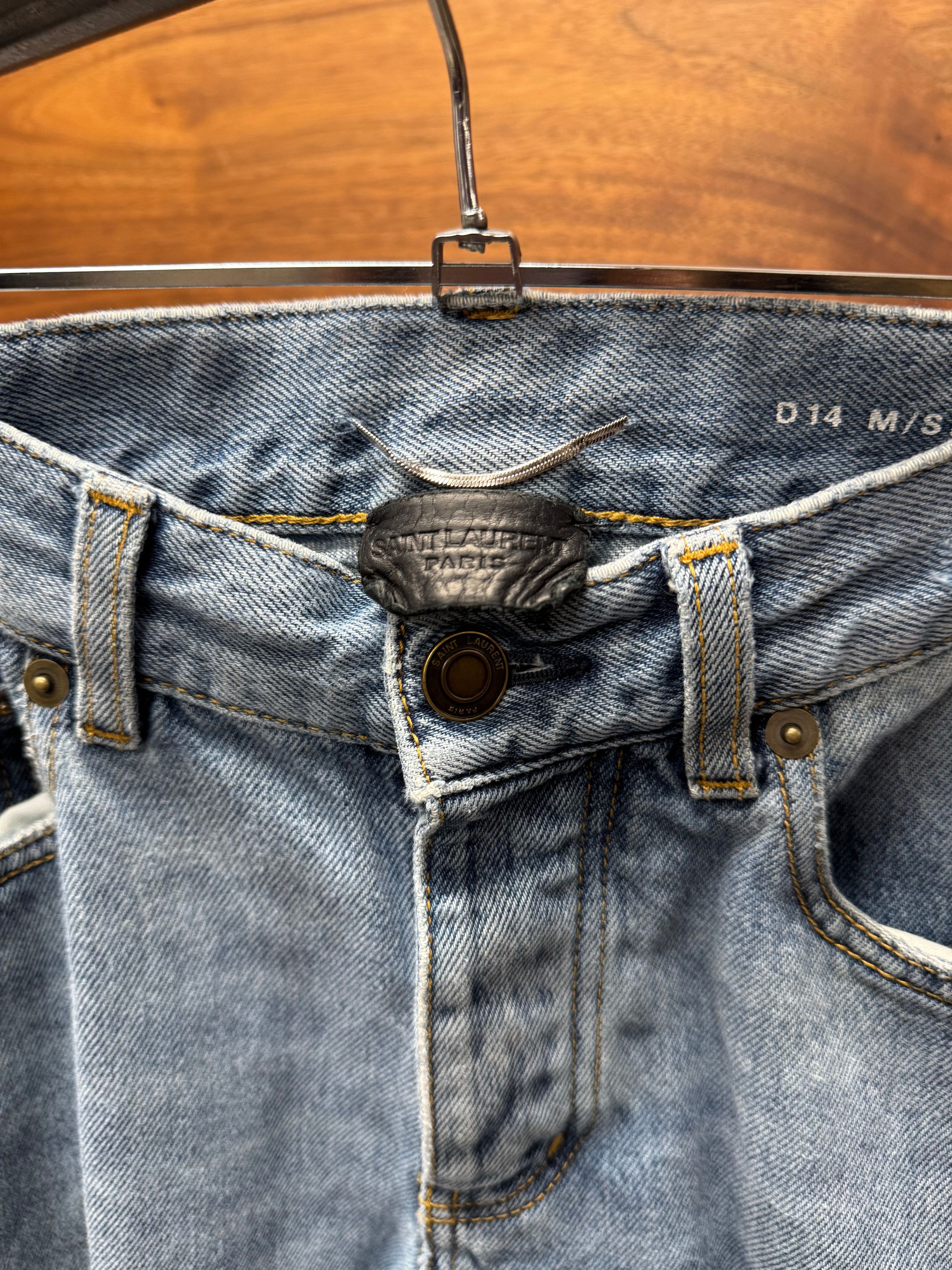 Saint Laurent Paris 2017 Saint Laurent Pocket Logo ‘D14’ Distressed Blue Denim Size US 28 / EU 44 - 3 Thumbnail