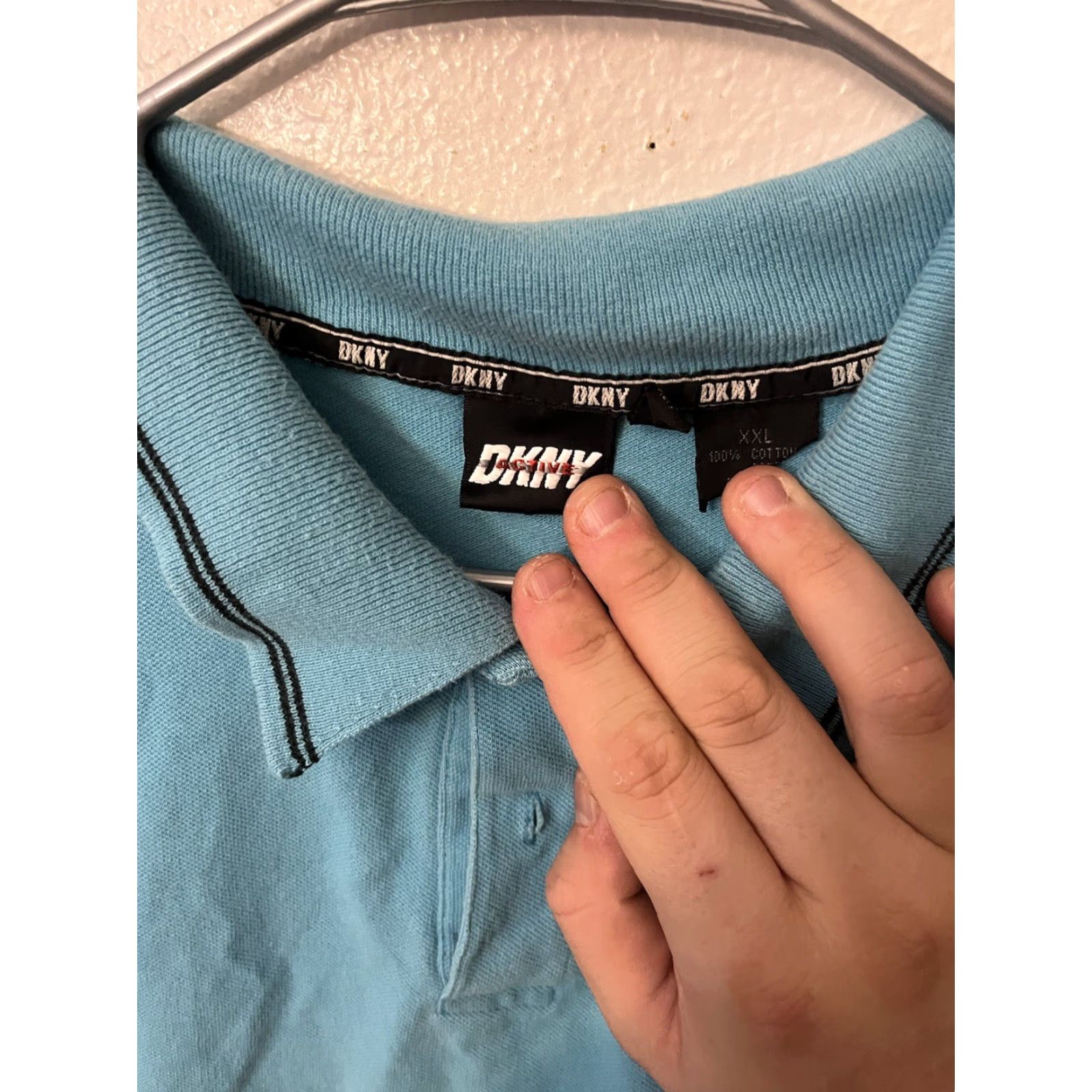 DKNY VINTAGE DKNY Active Polo Shirt Solid Logo Short Sleeve 2XL Blue Mens Size US XXL / EU 58 / 5 - 4 Thumbnail