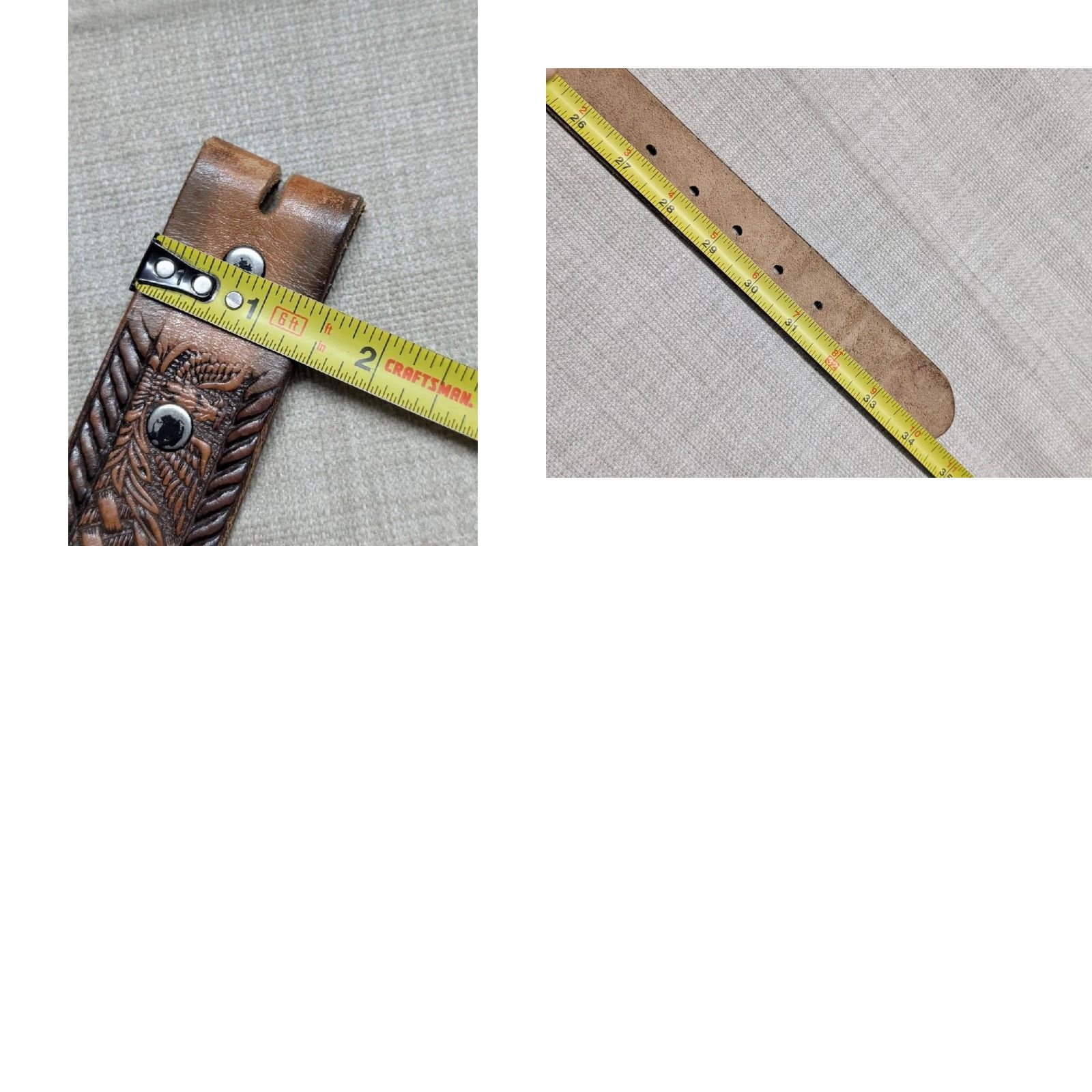 Vintage VINTAGE Brushy Creek belt EAGLE tooled cowhide leather western belt 30 brown USA men belt buckle snaps 1-3/8" western style Size 30 - 8 Thumbnail