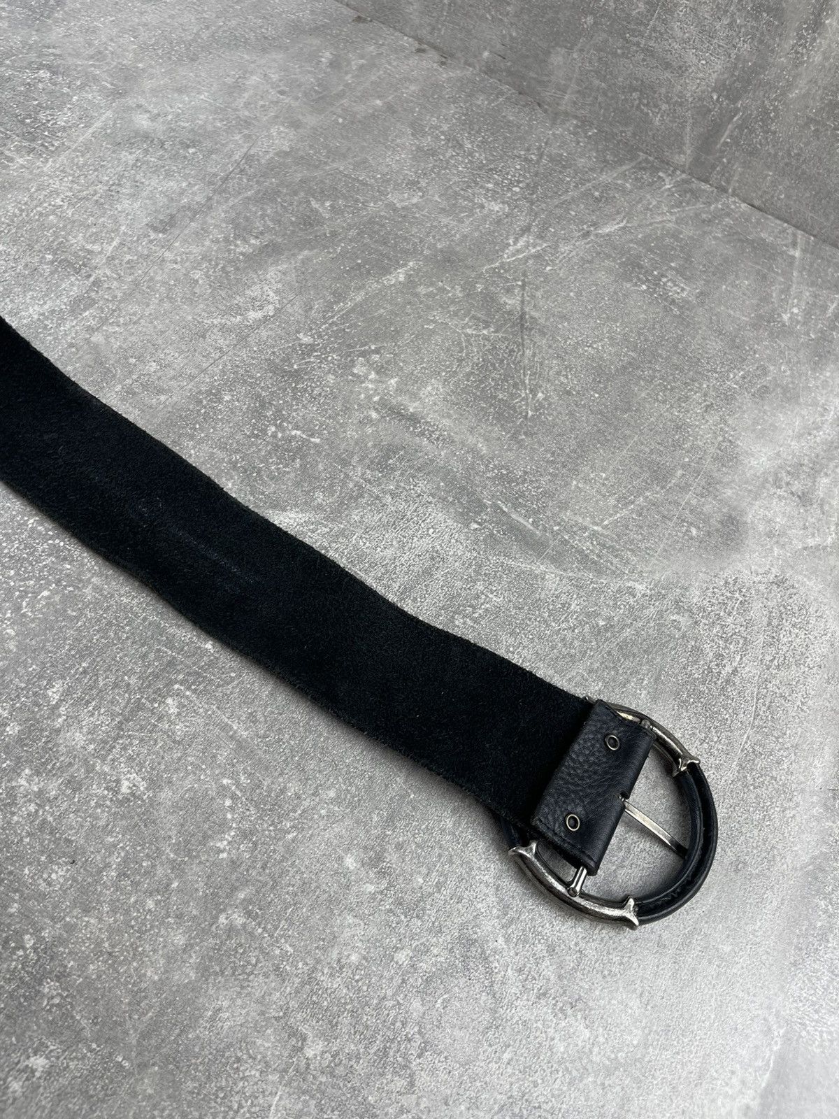 Other Vintage Grunge Punk Gothic Wide Curved Black Leather Belt Size ONE SIZE - 3 Thumbnail